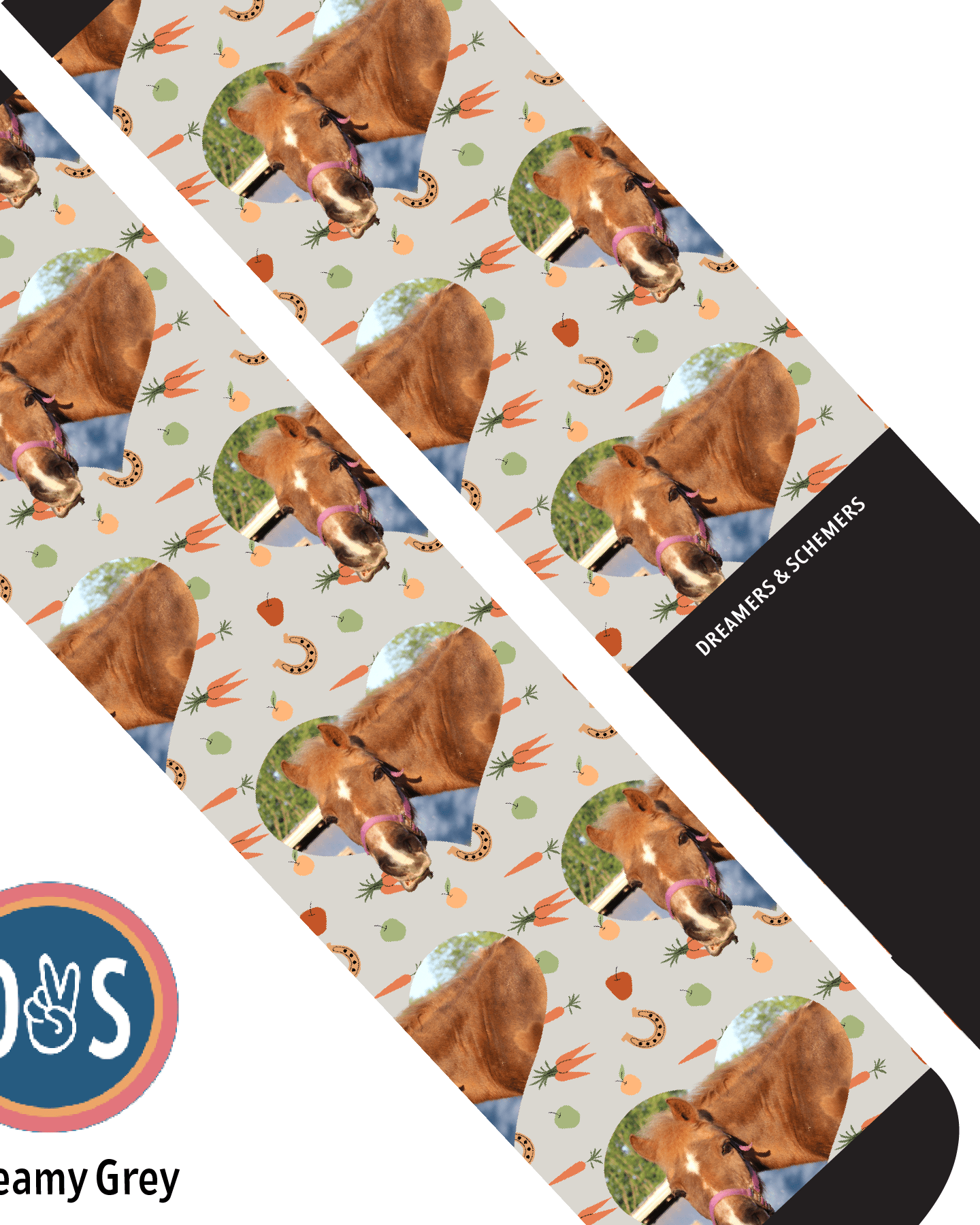 Custom AL Custom Socks Adult / Creamy Grey Custom Heart with Stable Snackies Socks 1 Photo equestrian boot socks boot socks thin socks riding socks pattern socks tall socks funny socks knee high socks horse socks horse show socks