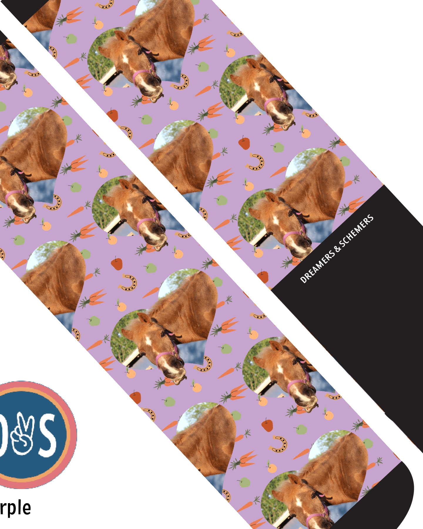 Custom AL Custom Socks Adult / Purple Custom Heart with Stable Snackies Socks 1 Photo equestrian boot socks boot socks thin socks riding socks pattern socks tall socks funny socks knee high socks horse socks horse show socks