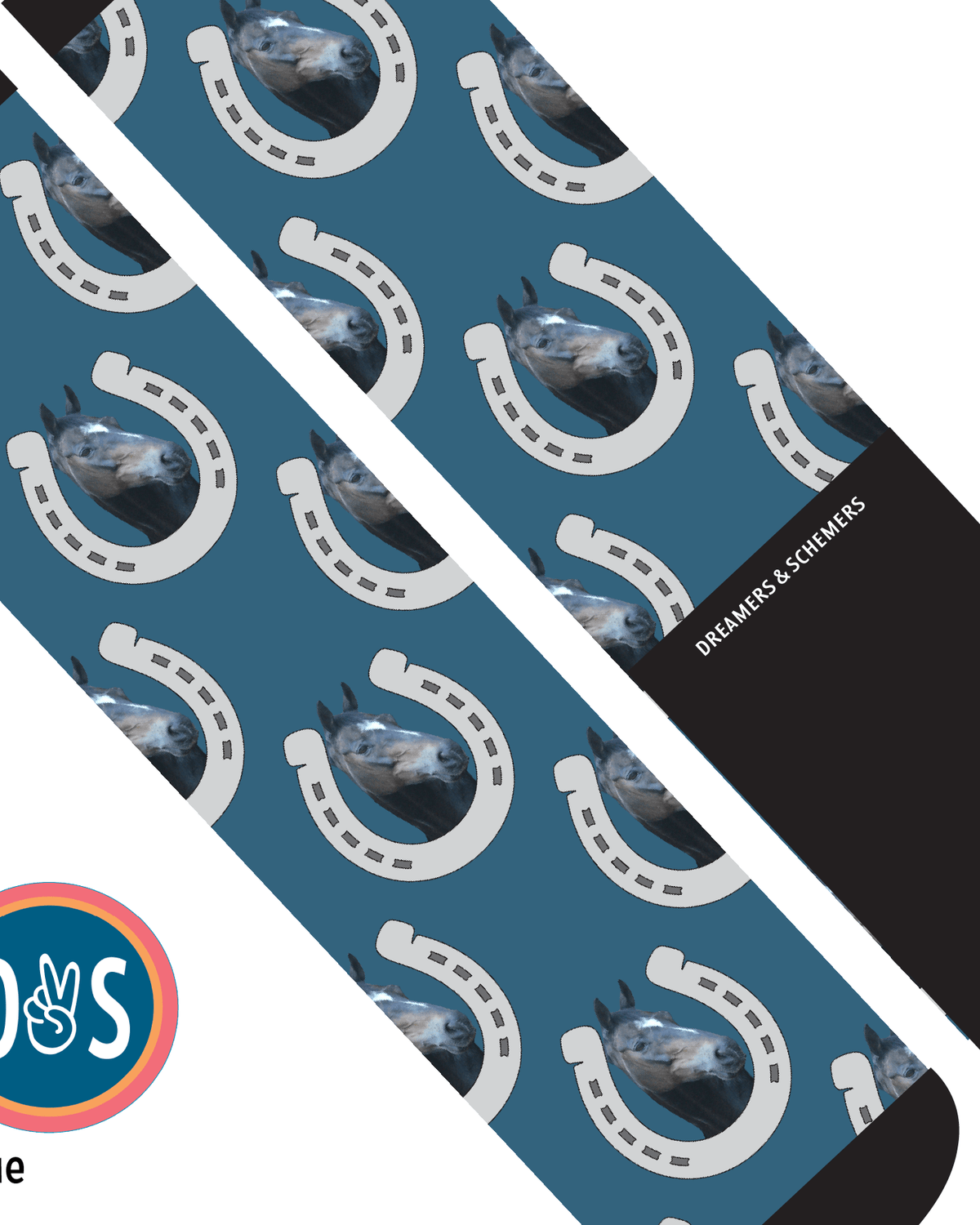 Horseshoes custom photo equestrian boot socks, additional view