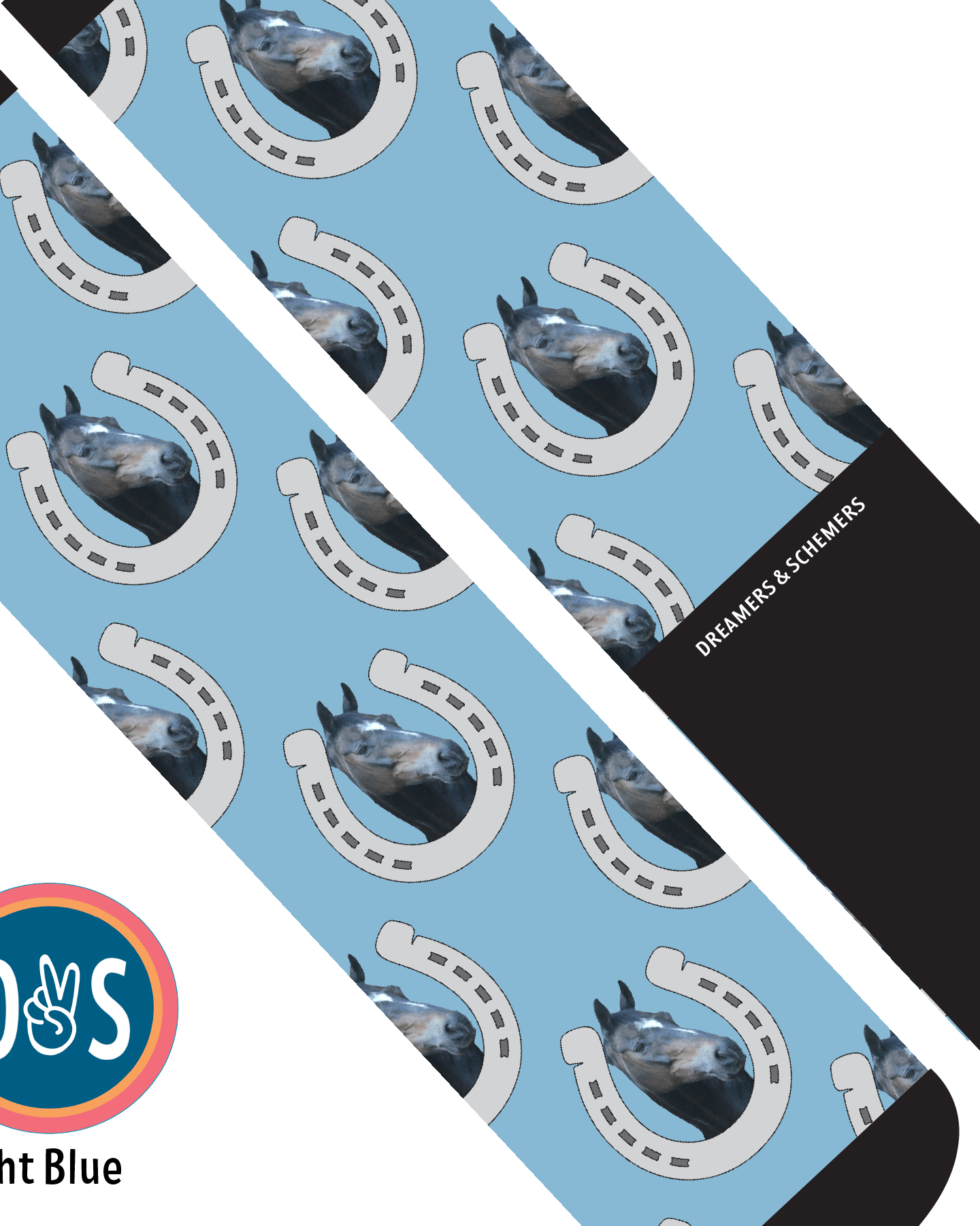 Custom AL Custom Socks Adult / Light Blue Custom Horseshoe Socks 1 Photo equestrian boot socks boot socks thin socks riding socks pattern socks tall socks funny socks knee high socks horse socks horse show socks