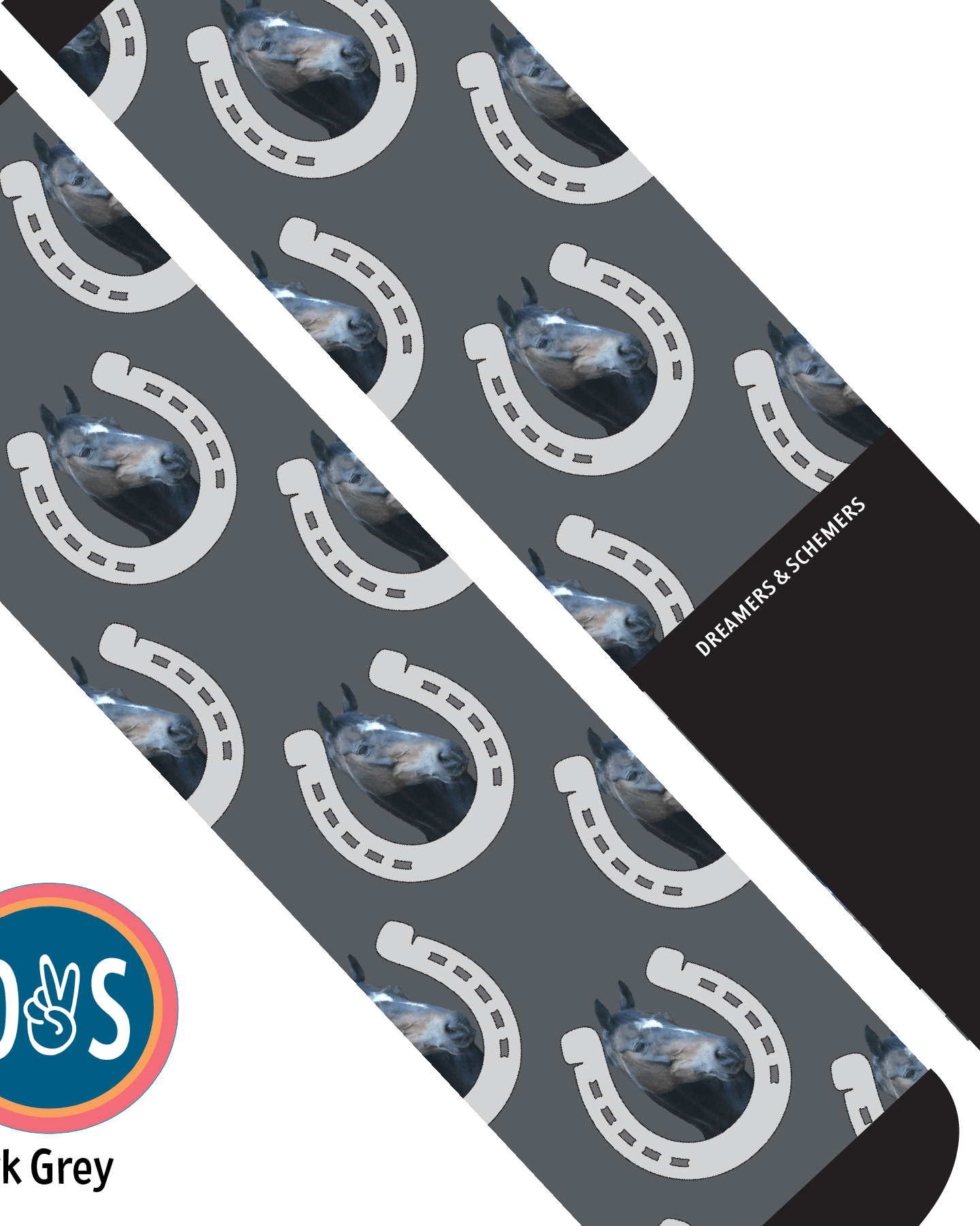 Custom AL Custom Socks Adult / Dark Grey Custom Horseshoe Socks 1 Photo equestrian boot socks boot socks thin socks riding socks pattern socks tall socks funny socks knee high socks horse socks horse show socks