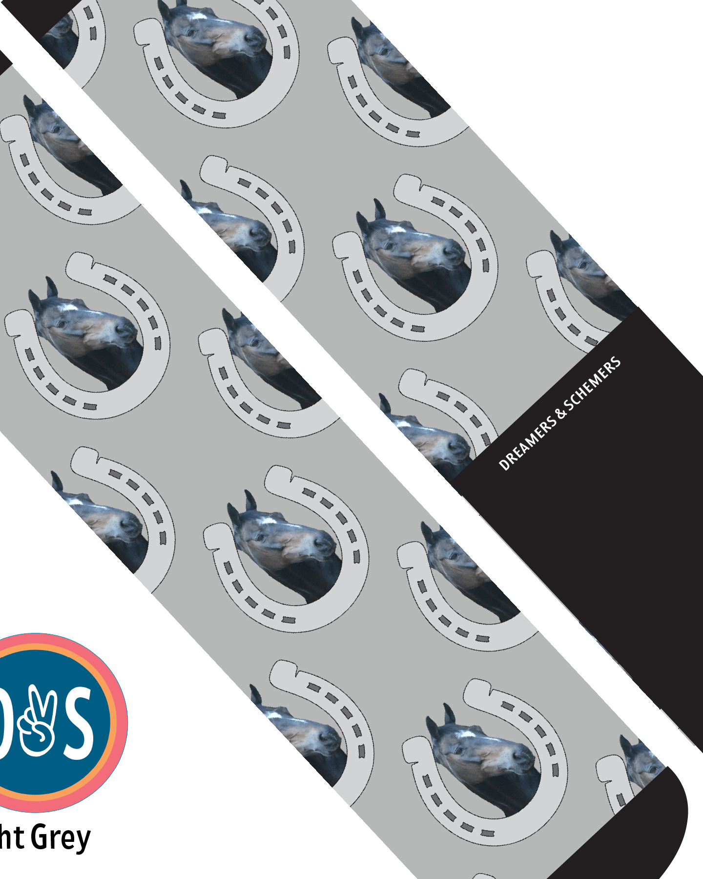 Custom AL Custom Socks Adult / Light Grey Custom Horseshoe Socks 1 Photo equestrian boot socks boot socks thin socks riding socks pattern socks tall socks funny socks knee high socks horse socks horse show socks