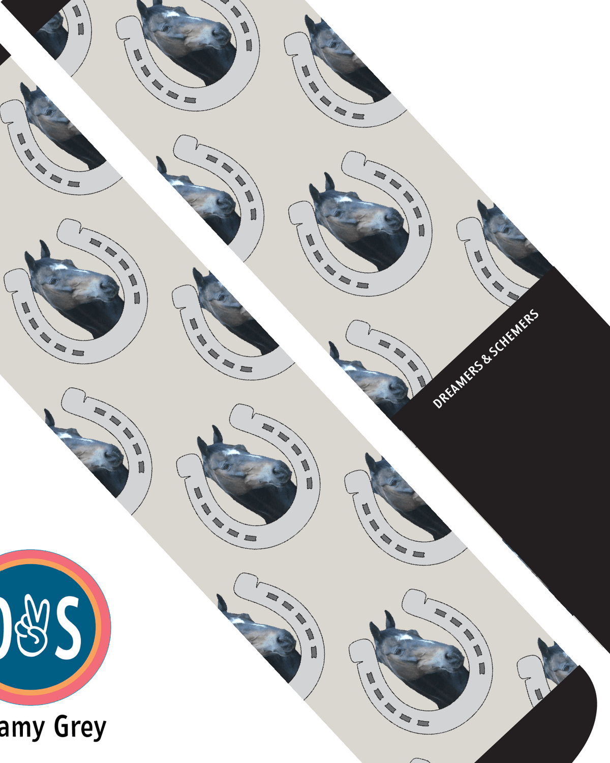 Horseshoes custom photo equestrian boot socks, additional view