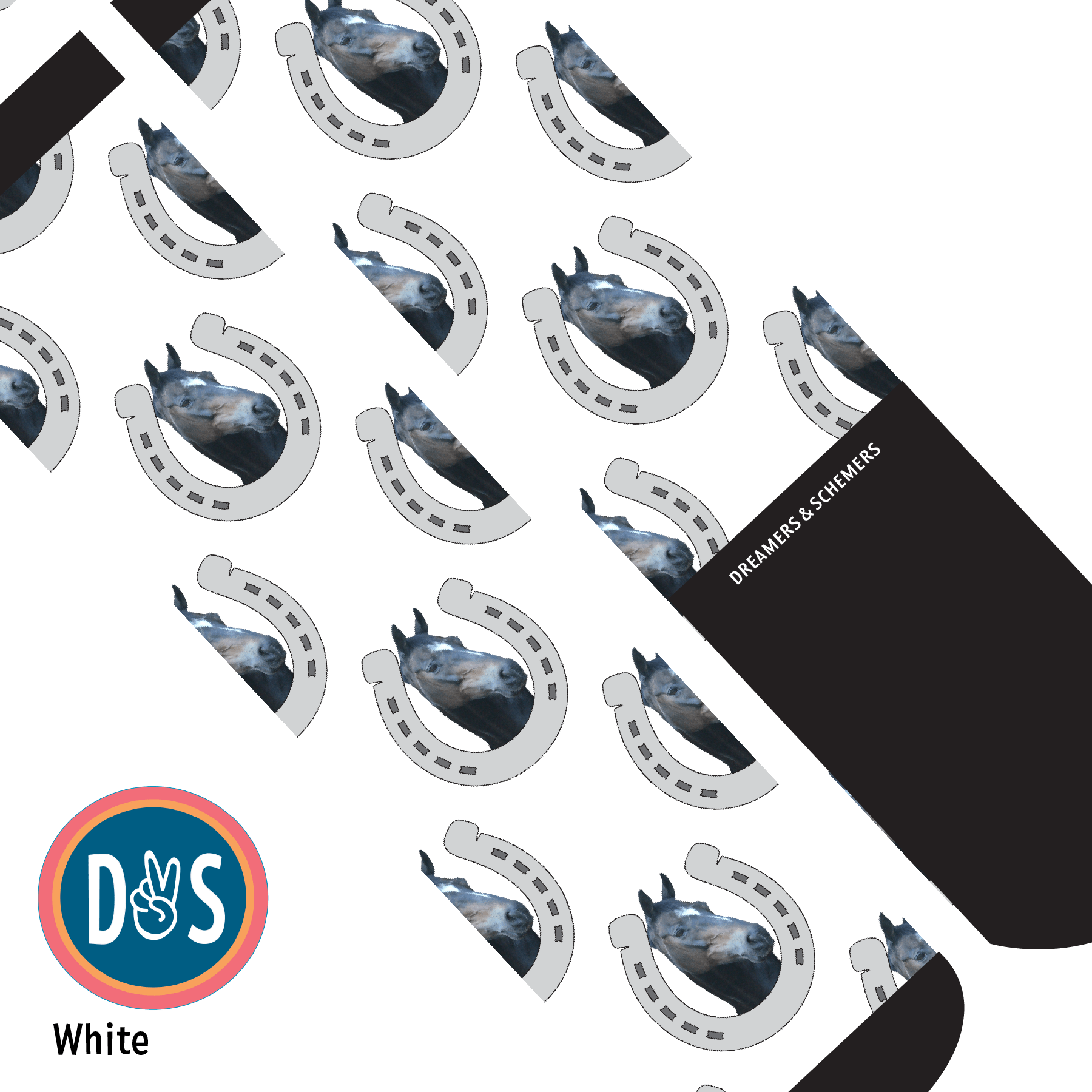 Custom AL Custom Socks Adult / White Custom Horseshoe Socks 1 Photo equestrian boot socks boot socks thin socks riding socks pattern socks tall socks funny socks knee high socks horse socks horse show socks