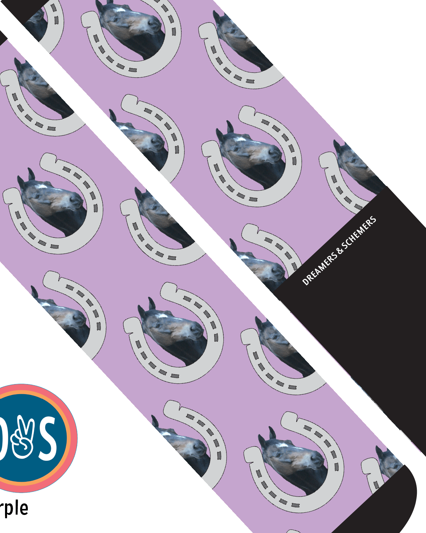 Custom AL Custom Socks Adult / Purple Custom Horseshoe Socks 1 Photo equestrian boot socks boot socks thin socks riding socks pattern socks tall socks funny socks knee high socks horse socks horse show socks