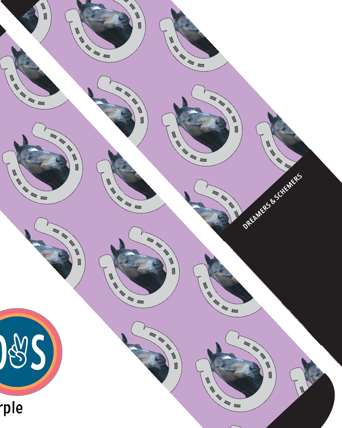 Horseshoes custom photo equestrian boot socks, additional view