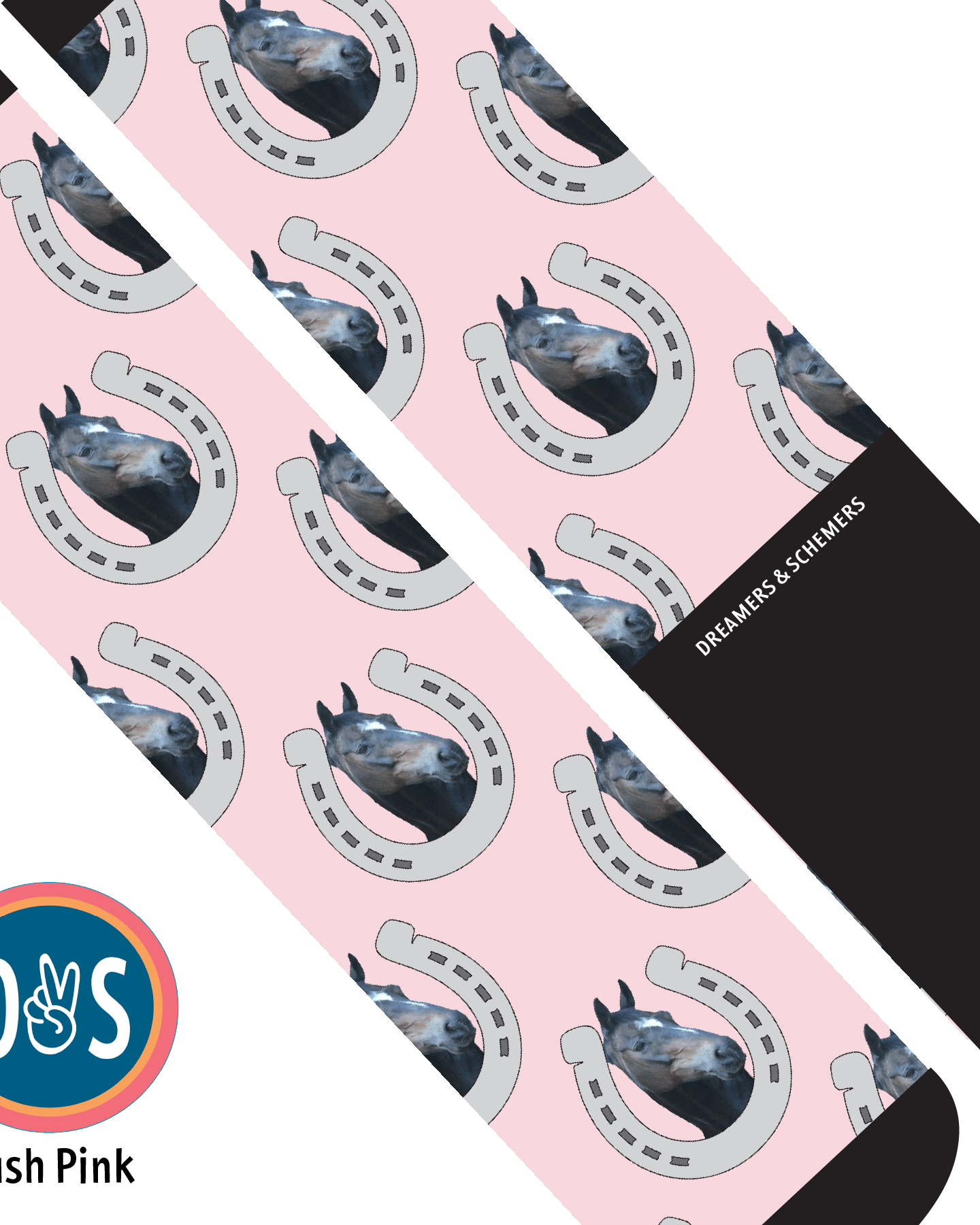 Custom AL Custom Socks Adult / Blush Pink Custom Horseshoe Socks 1 Photo equestrian boot socks boot socks thin socks riding socks pattern socks tall socks funny socks knee high socks horse socks horse show socks