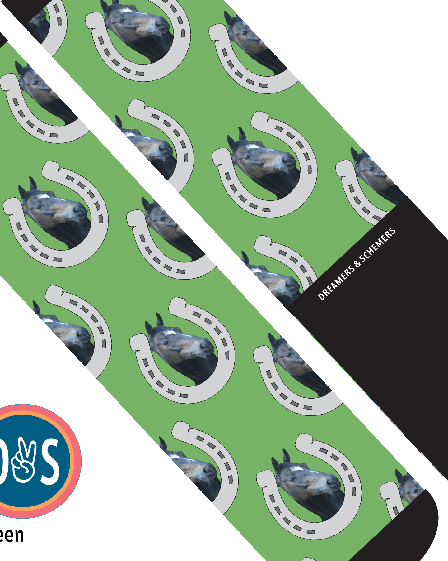 Custom AL Custom Socks Adult / Green Custom Horseshoe Socks 1 Photo equestrian boot socks boot socks thin socks riding socks pattern socks tall socks funny socks knee high socks horse socks horse show socks