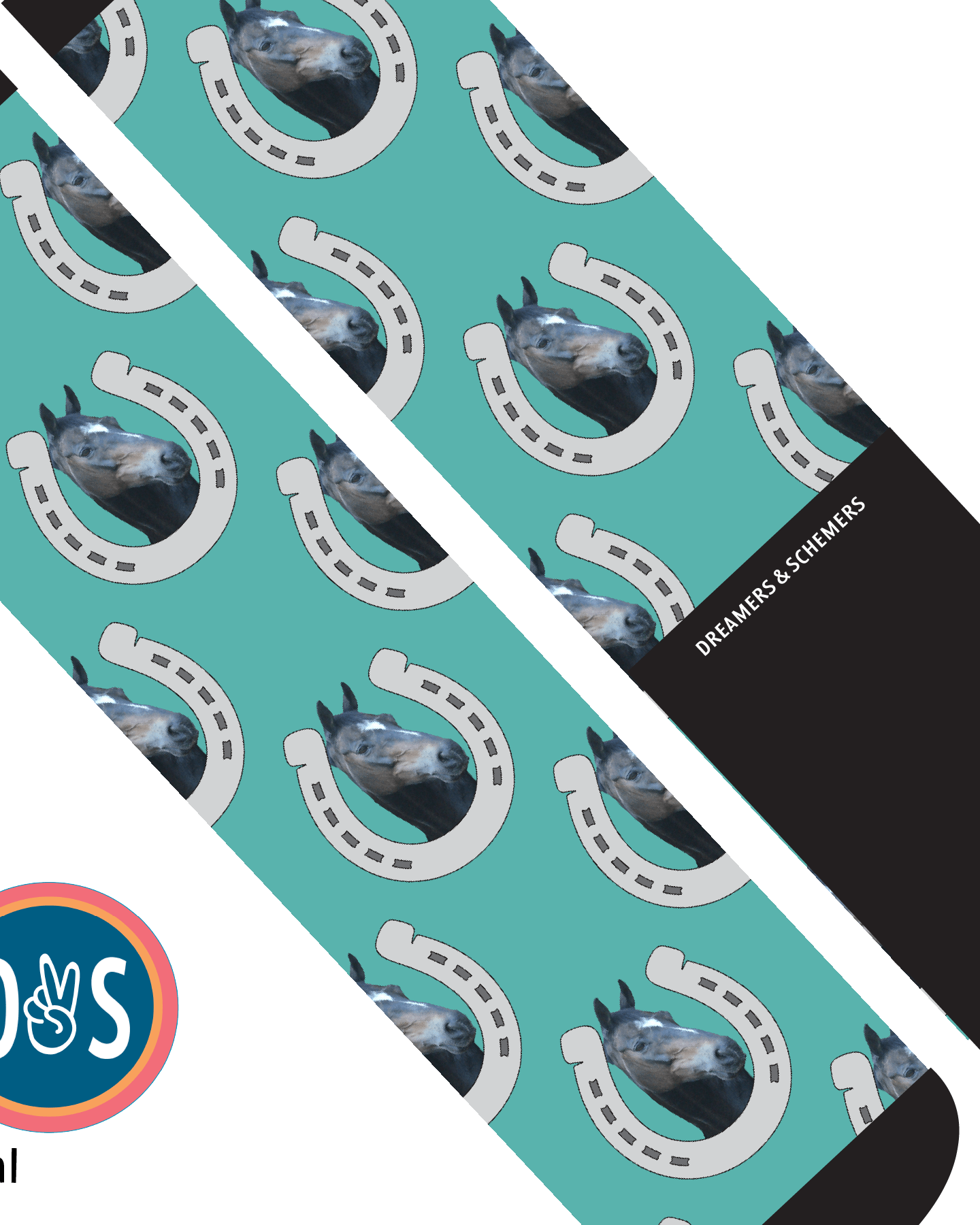 Custom AL Custom Socks Adult / Teal Custom Horseshoe Socks 1 Photo equestrian boot socks boot socks thin socks riding socks pattern socks tall socks funny socks knee high socks horse socks horse show socks