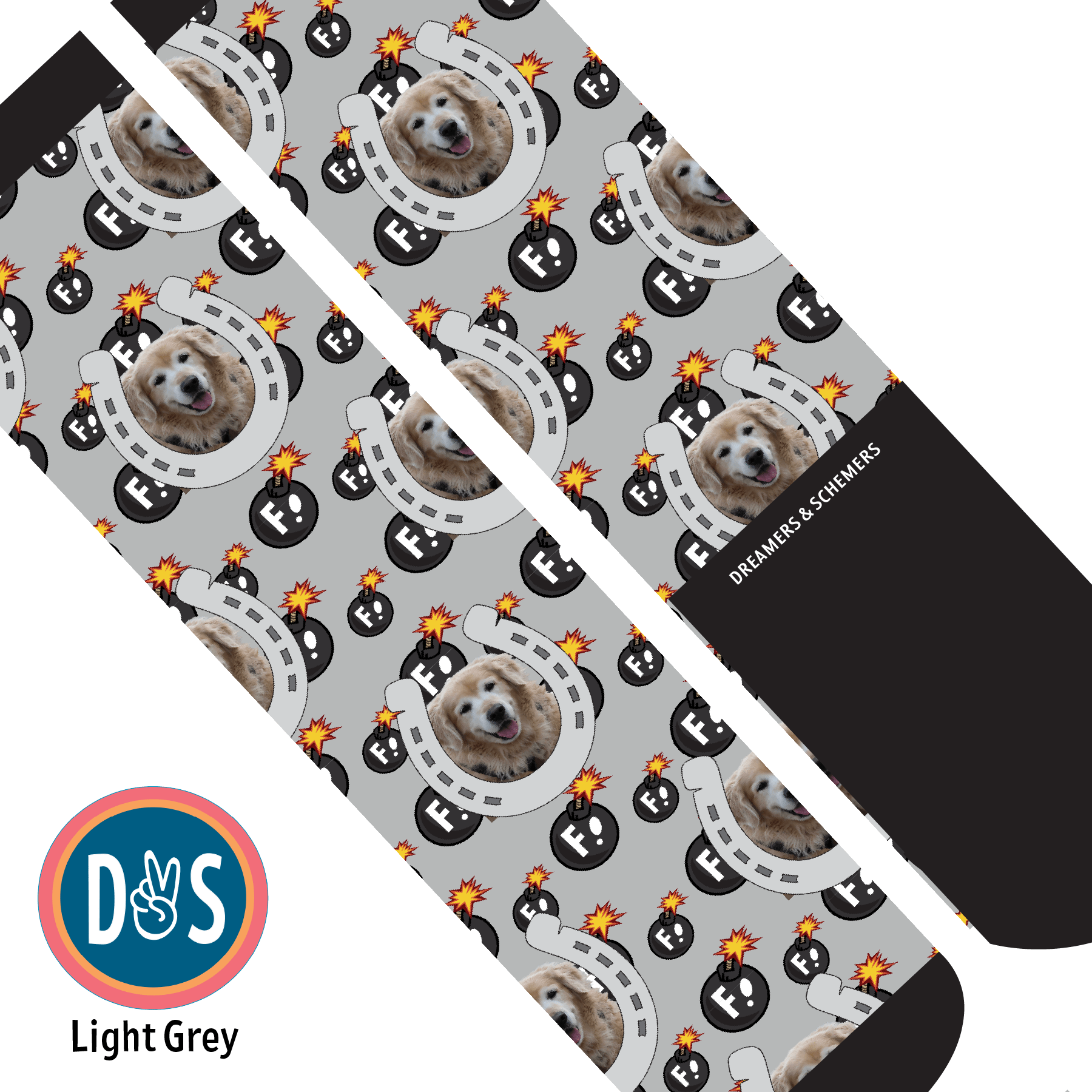 Custom AL Custom Socks Adult / Light Grey Custom Horseshoe with F Bombs Socks 1 Photo equestrian boot socks boot socks thin socks riding socks pattern socks tall socks funny socks knee high socks horse socks horse show socks