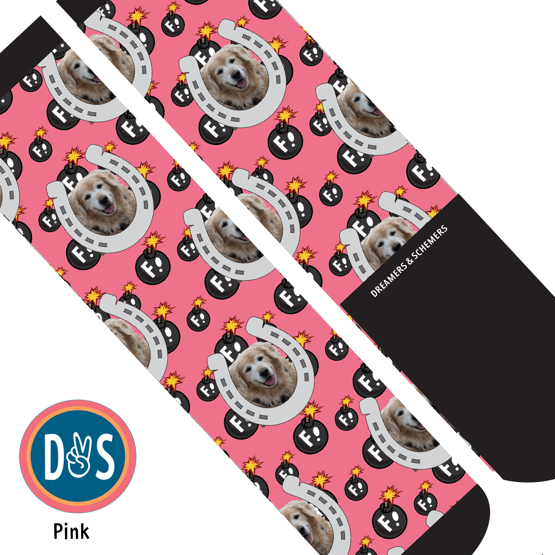 Custom AL Custom Socks Adult / Pink Custom Horseshoe with F Bombs Socks 1 Photo equestrian boot socks boot socks thin socks riding socks pattern socks tall socks funny socks knee high socks horse socks horse show socks