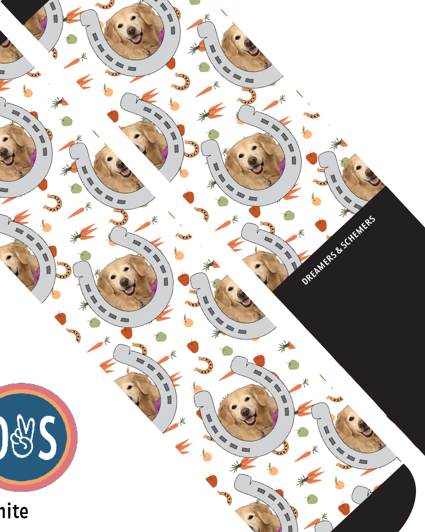 Custom AL Custom Socks Adult / White Custom Horseshoe with Stable Snackies Socks 1 Photo equestrian boot socks boot socks thin socks riding socks pattern socks tall socks funny socks knee high socks horse socks horse show socks