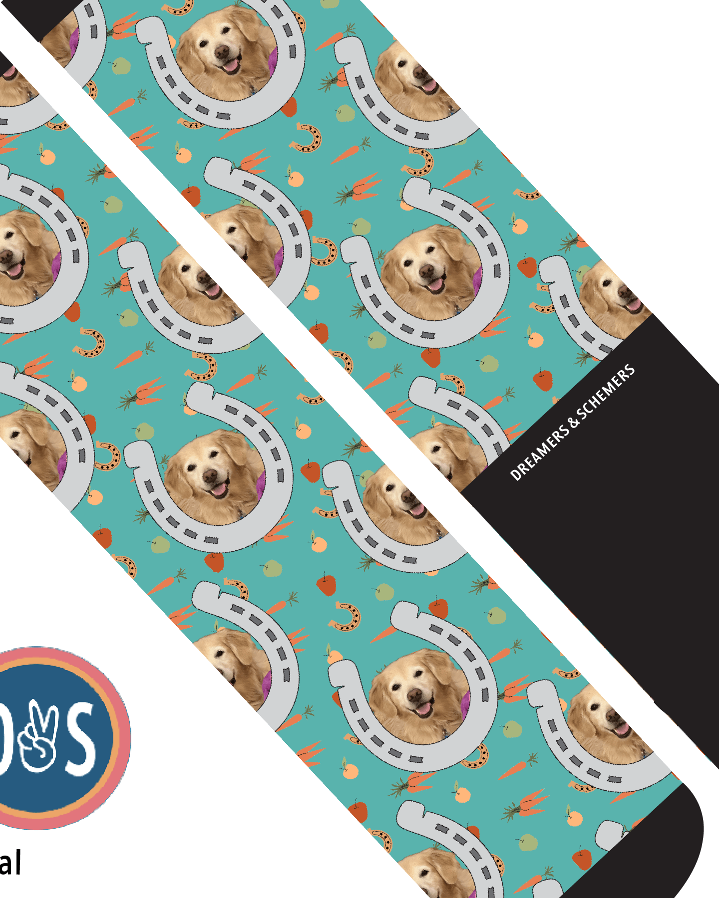 Custom AL Custom Socks Adult / Teal Custom Horseshoe with Stable Snackies Socks 1 Photo equestrian boot socks boot socks thin socks riding socks pattern socks tall socks funny socks knee high socks horse socks horse show socks