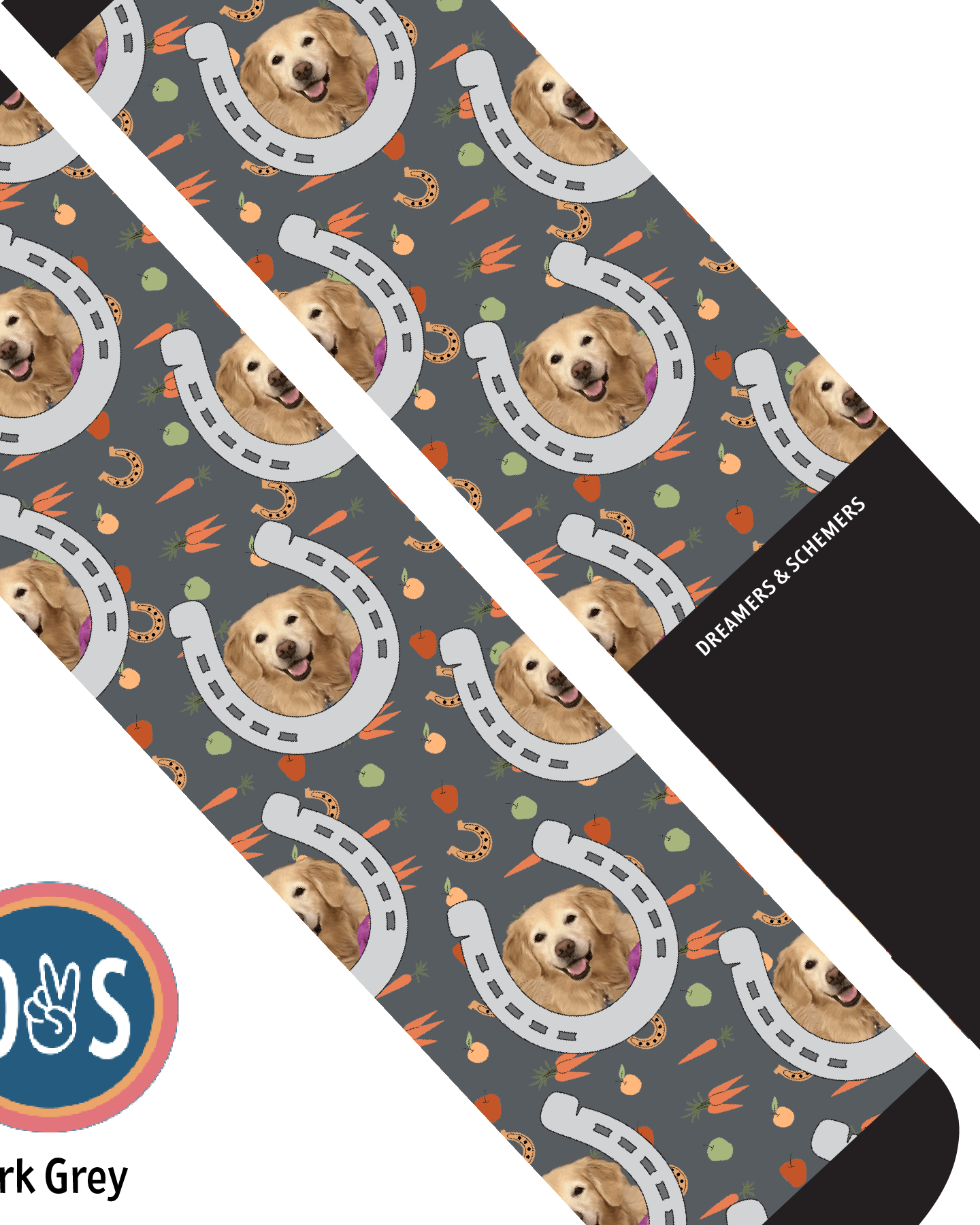 Custom AL Custom Socks Adult / Dark Grey Custom Horseshoe with Stable Snackies Socks 1 Photo equestrian boot socks boot socks thin socks riding socks pattern socks tall socks funny socks knee high socks horse socks horse show socks