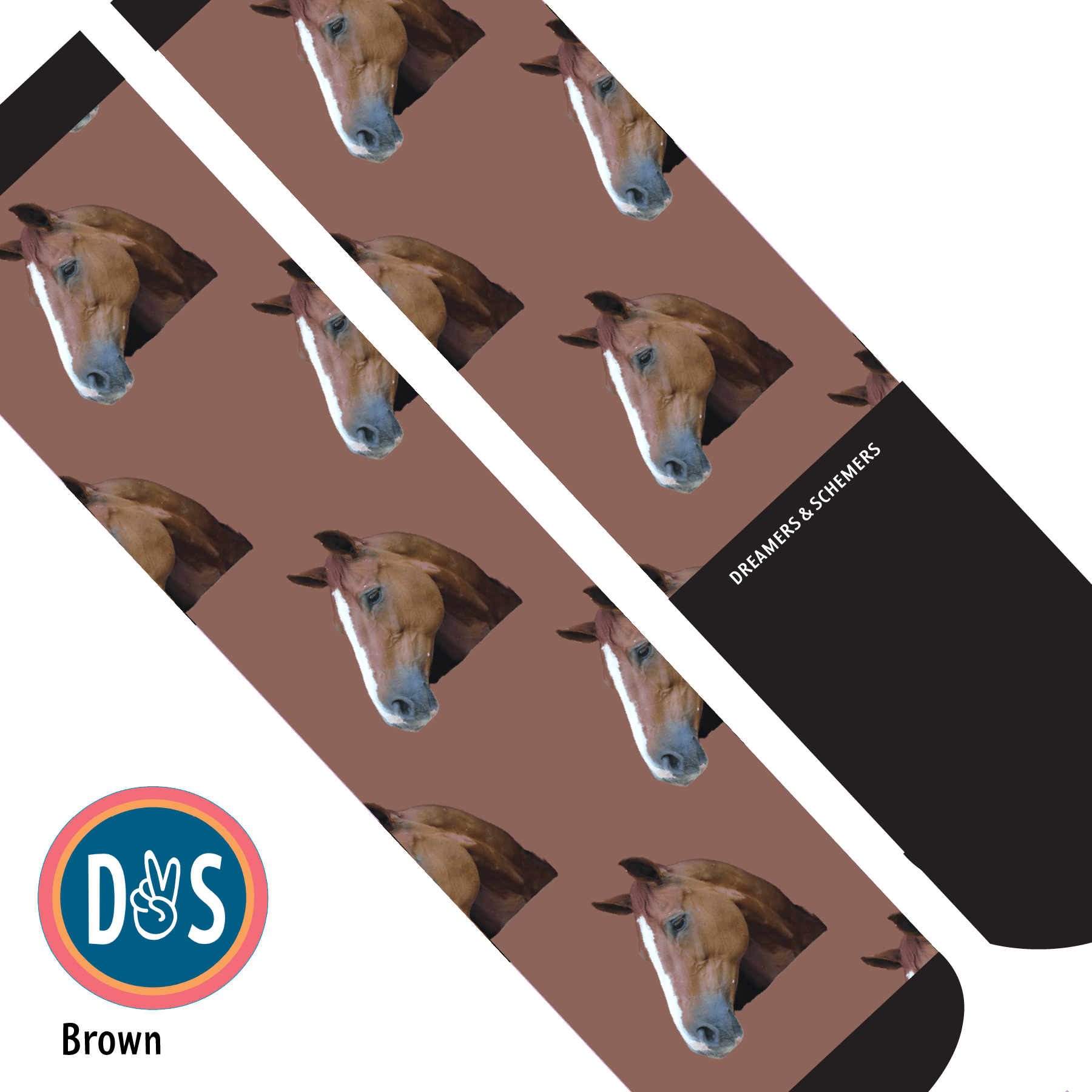 Custom AL Custom Socks Adult / Brown Custom Solo Socks 1 Photo equestrian boot socks boot socks thin socks riding socks pattern socks tall socks funny socks knee high socks horse socks horse show socks