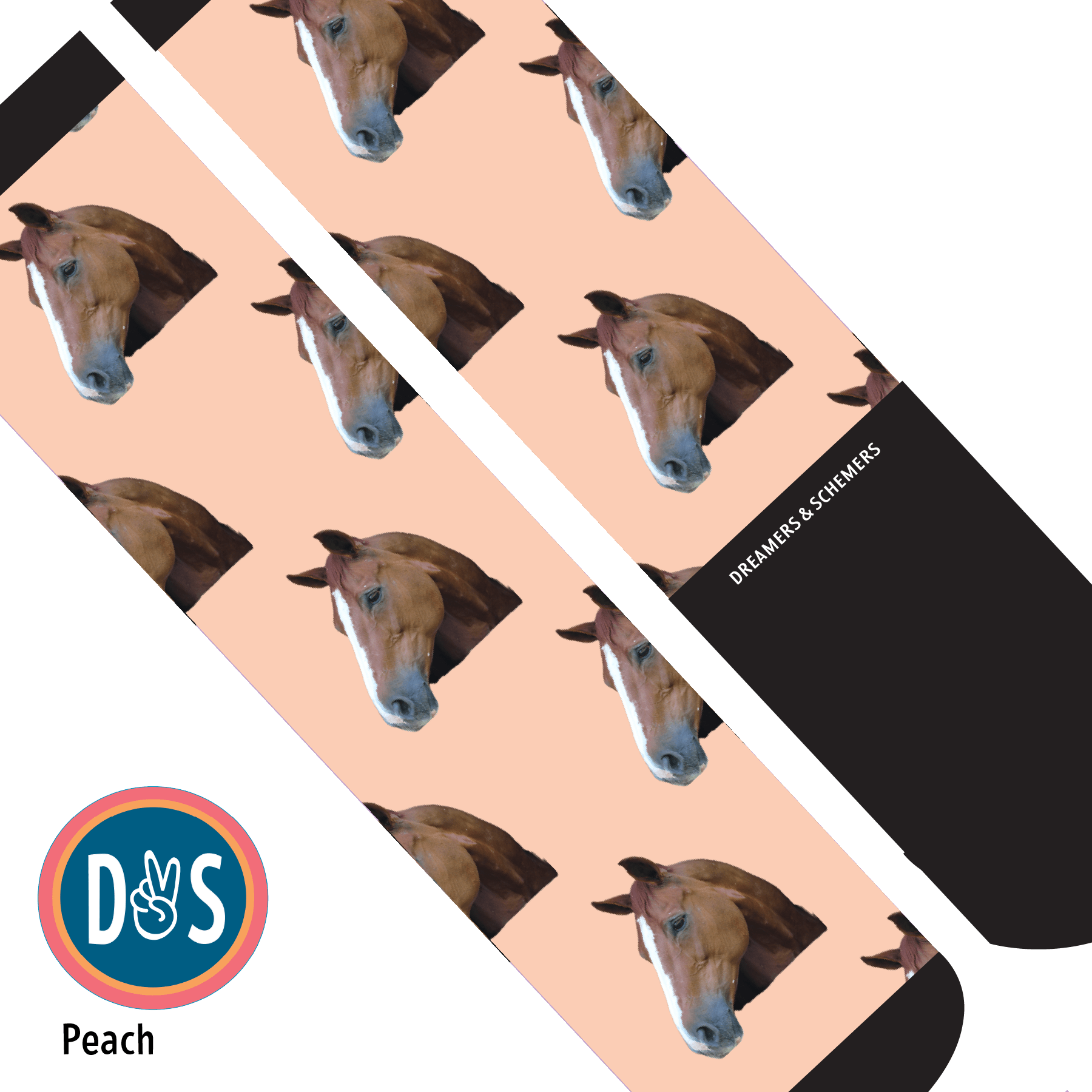 Custom AL Custom Socks Adult / Peach Custom Solo Socks 1 Photo equestrian boot socks boot socks thin socks riding socks pattern socks tall socks funny socks knee high socks horse socks horse show socks