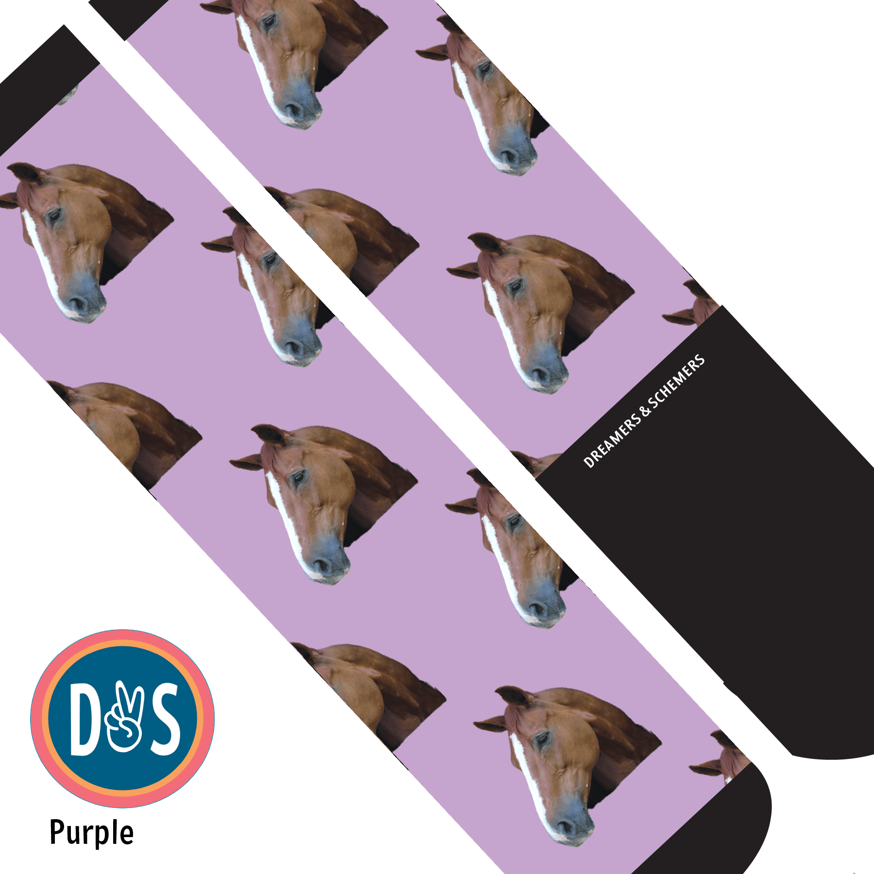 Custom AL Custom Socks Adult / Purple Custom Solo Socks 1 Photo equestrian boot socks boot socks thin socks riding socks pattern socks tall socks funny socks knee high socks horse socks horse show socks
