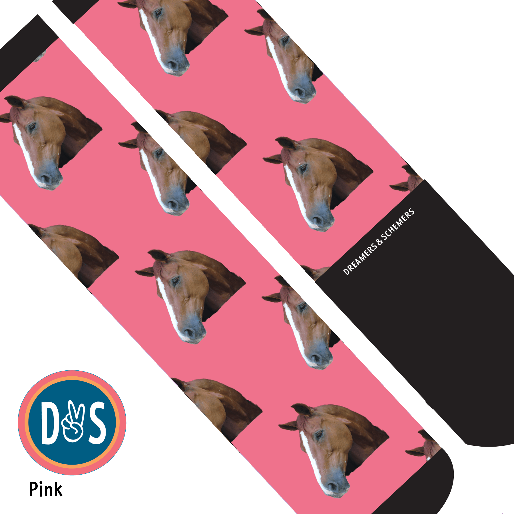 Custom AL Custom Socks Adult / Pink Custom Solo Socks 1 Photo equestrian boot socks boot socks thin socks riding socks pattern socks tall socks funny socks knee high socks horse socks horse show socks