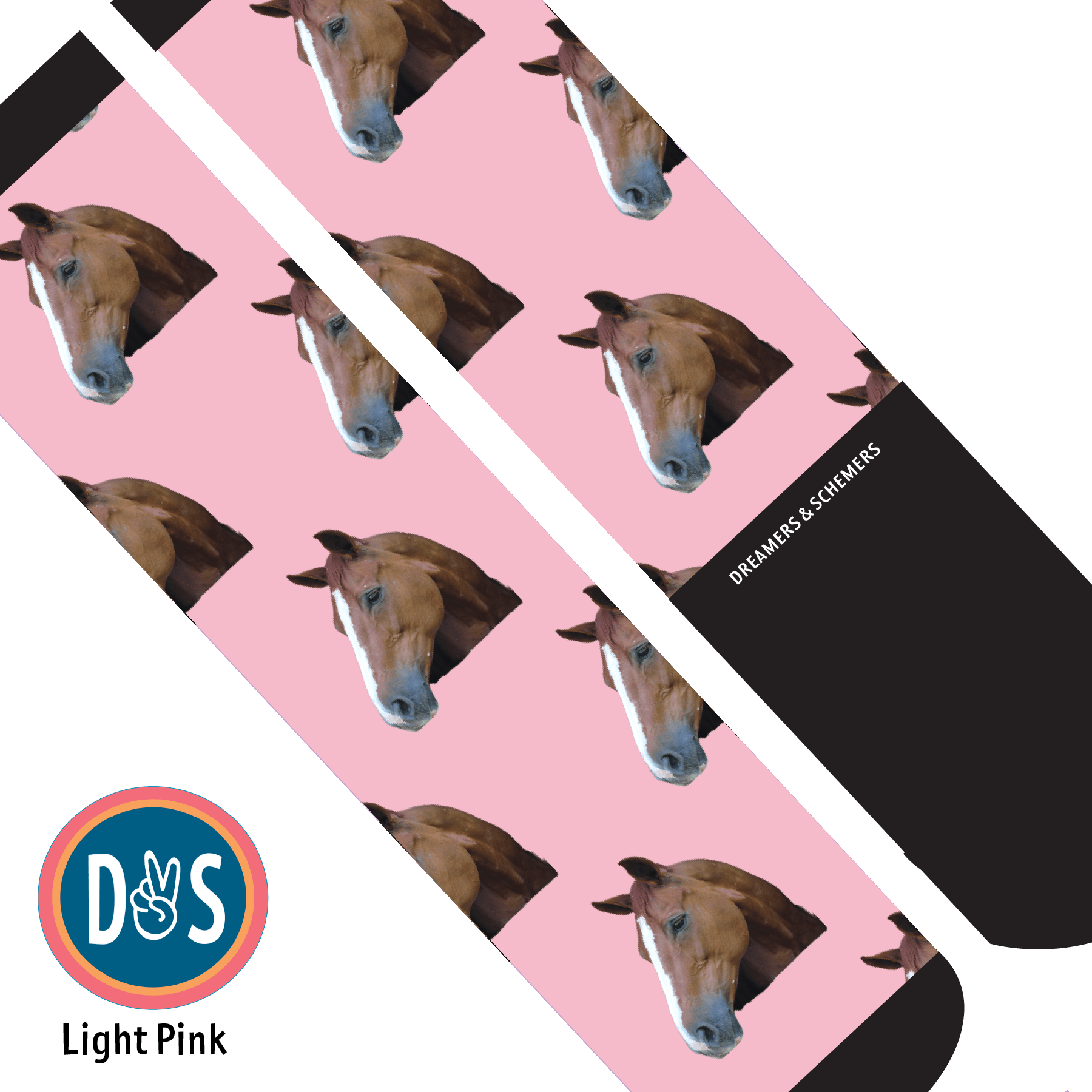Custom AL Custom Socks Adult / Light Pink Custom Solo Socks 1 Photo equestrian boot socks boot socks thin socks riding socks pattern socks tall socks funny socks knee high socks horse socks horse show socks