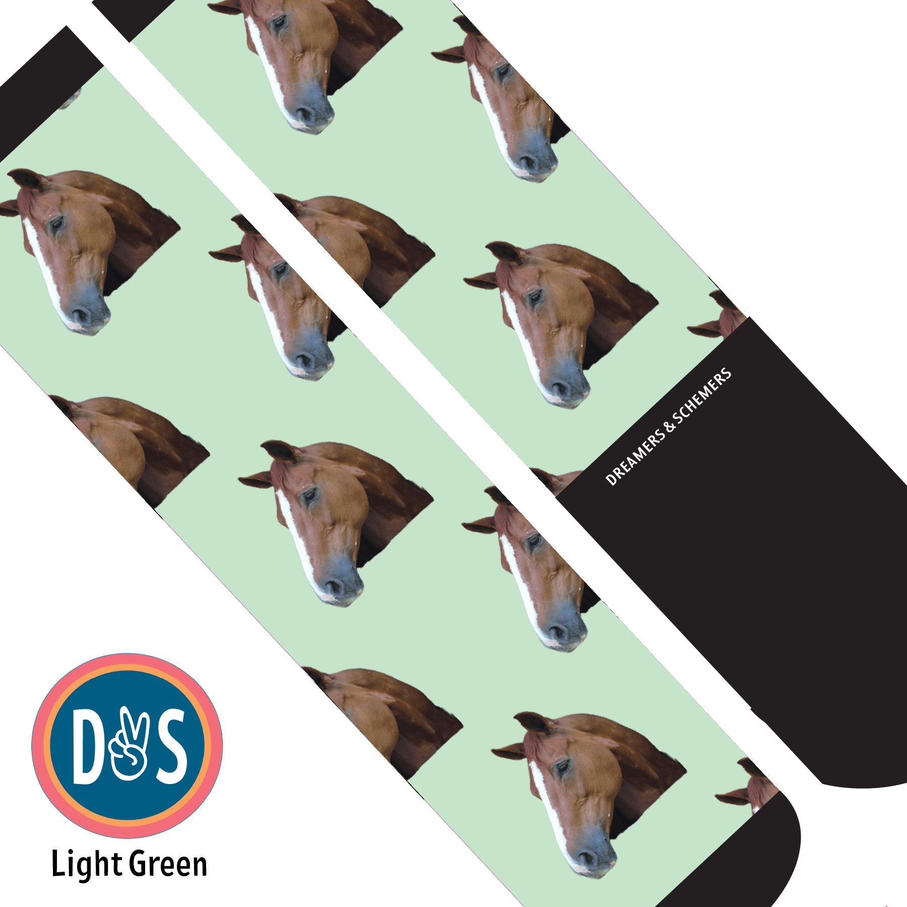 Custom AL Custom Socks Adult / Light Green Custom Solo Socks 1 Photo equestrian boot socks boot socks thin socks riding socks pattern socks tall socks funny socks knee high socks horse socks horse show socks
