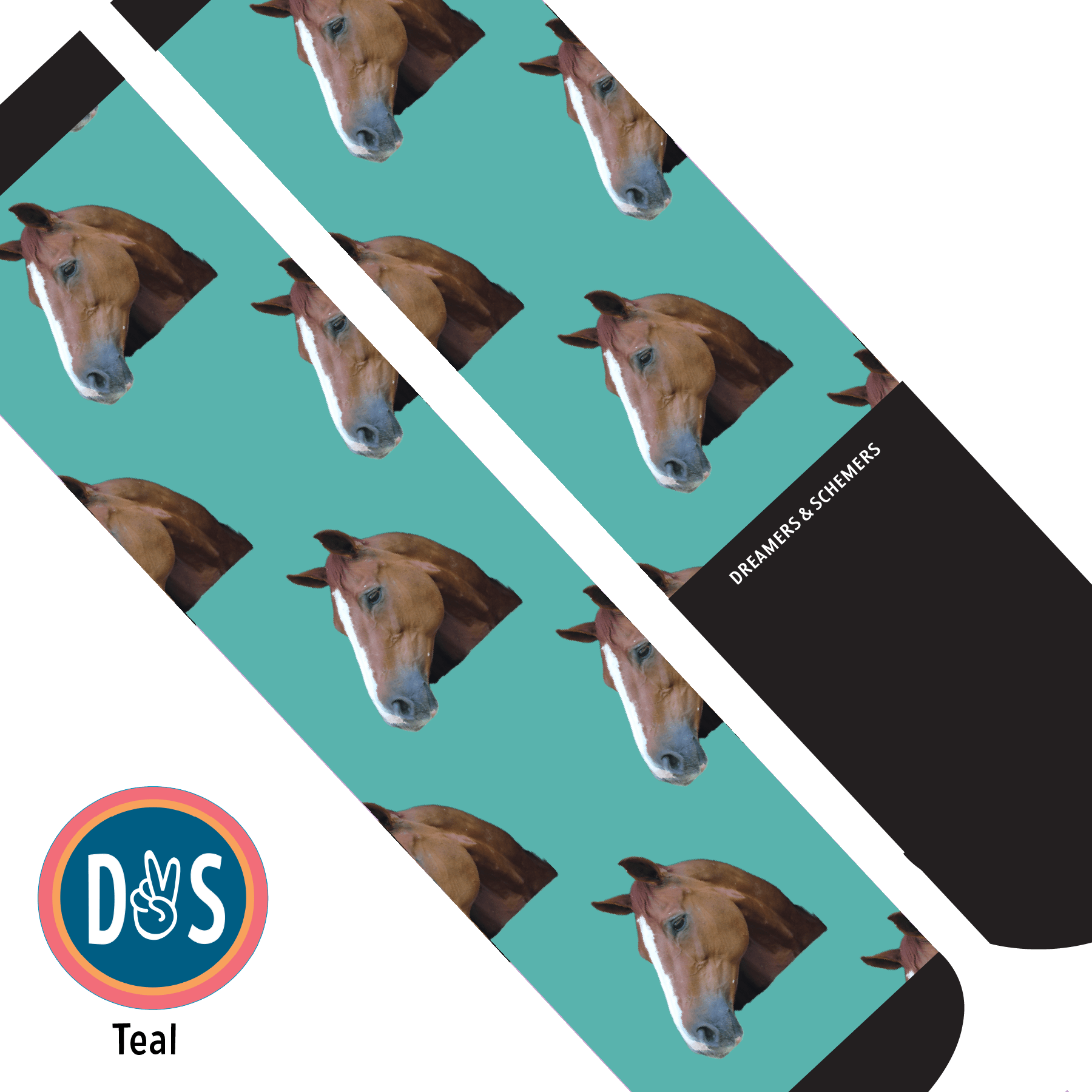 Custom AL Custom Socks Adult / Teal Custom Solo Socks 1 Photo equestrian boot socks boot socks thin socks riding socks pattern socks tall socks funny socks knee high socks horse socks horse show socks