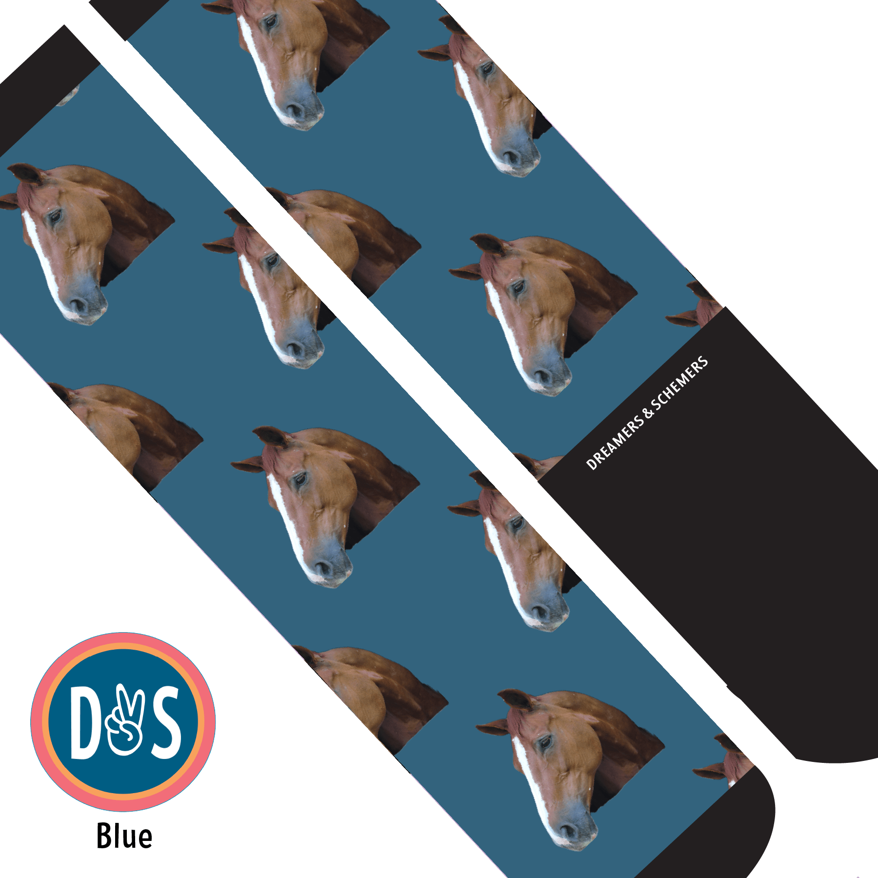 Custom AL Custom Socks Adult / Blue Custom Solo Socks 1 Photo equestrian boot socks boot socks thin socks riding socks pattern socks tall socks funny socks knee high socks horse socks horse show socks