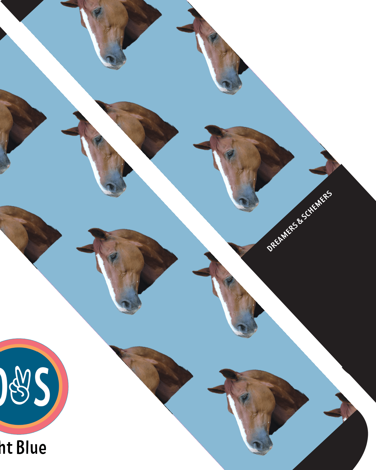 Custom AL Custom Socks Adult / Light Blue Custom Solo Socks 1 Photo equestrian boot socks boot socks thin socks riding socks pattern socks tall socks funny socks knee high socks horse socks horse show socks