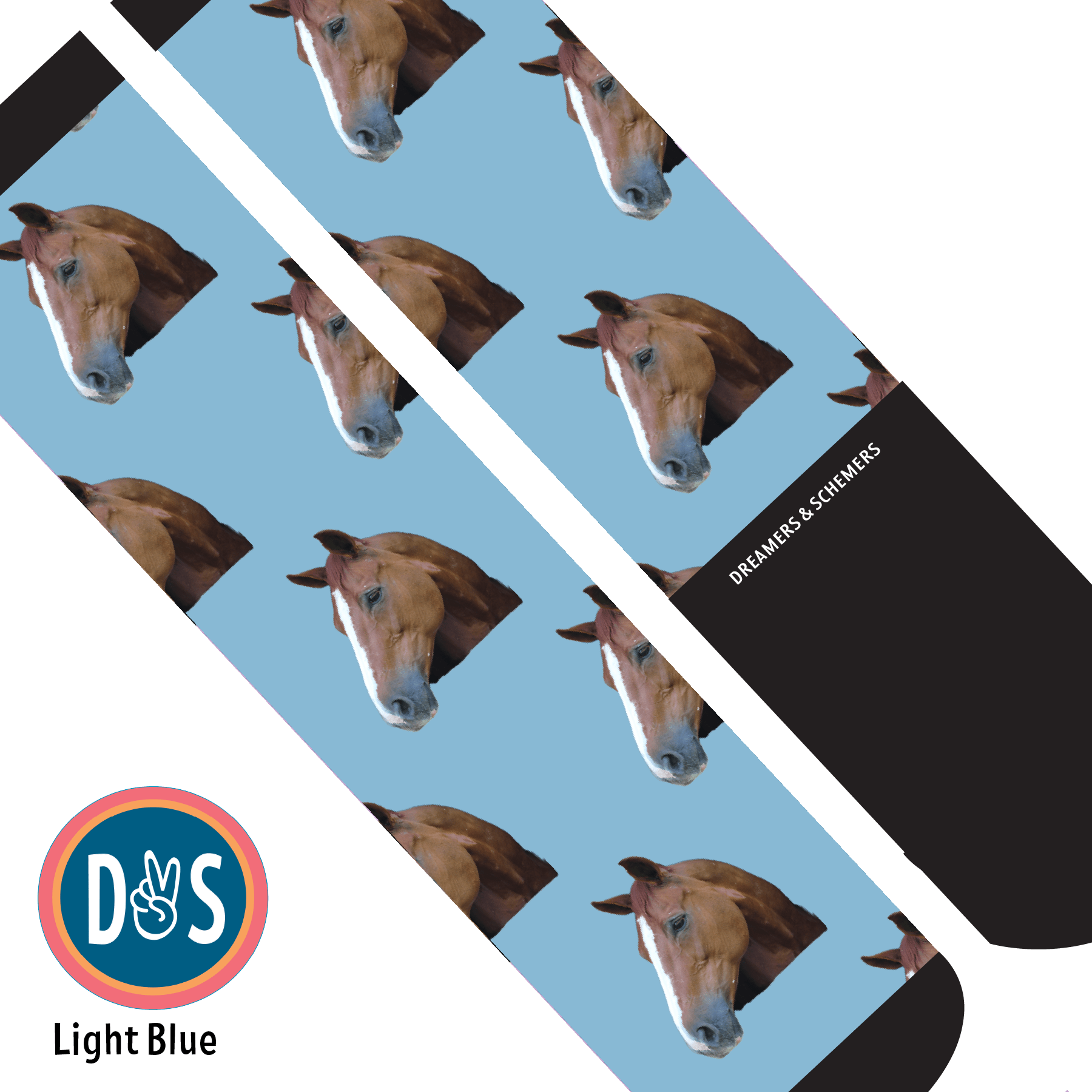 Custom AL Custom Socks Adult / Light Blue Custom Solo Socks 1 Photo equestrian boot socks boot socks thin socks riding socks pattern socks tall socks funny socks knee high socks horse socks horse show socks