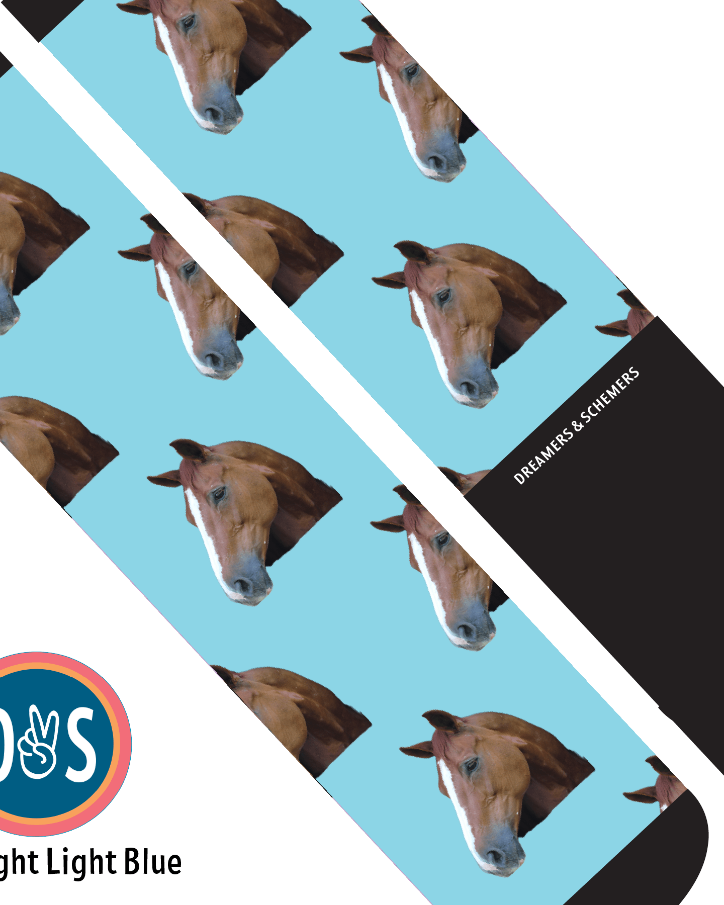 Custom AL Custom Socks Adult / Bright Light Blue Custom Solo Socks 1 Photo equestrian boot socks boot socks thin socks riding socks pattern socks tall socks funny socks knee high socks horse socks horse show socks