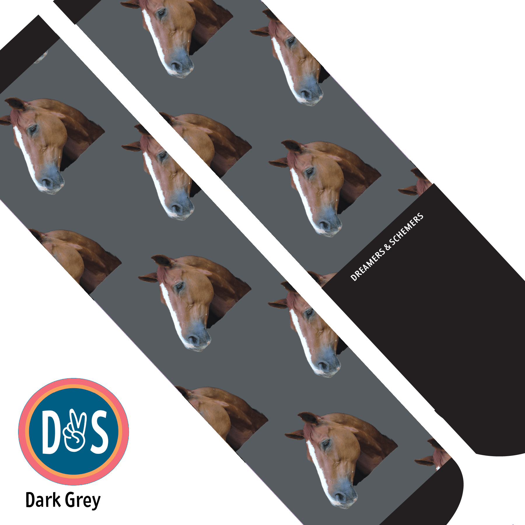 Custom AL Custom Socks Adult / Dark Grey Custom Solo Socks 1 Photo equestrian boot socks boot socks thin socks riding socks pattern socks tall socks funny socks knee high socks horse socks horse show socks