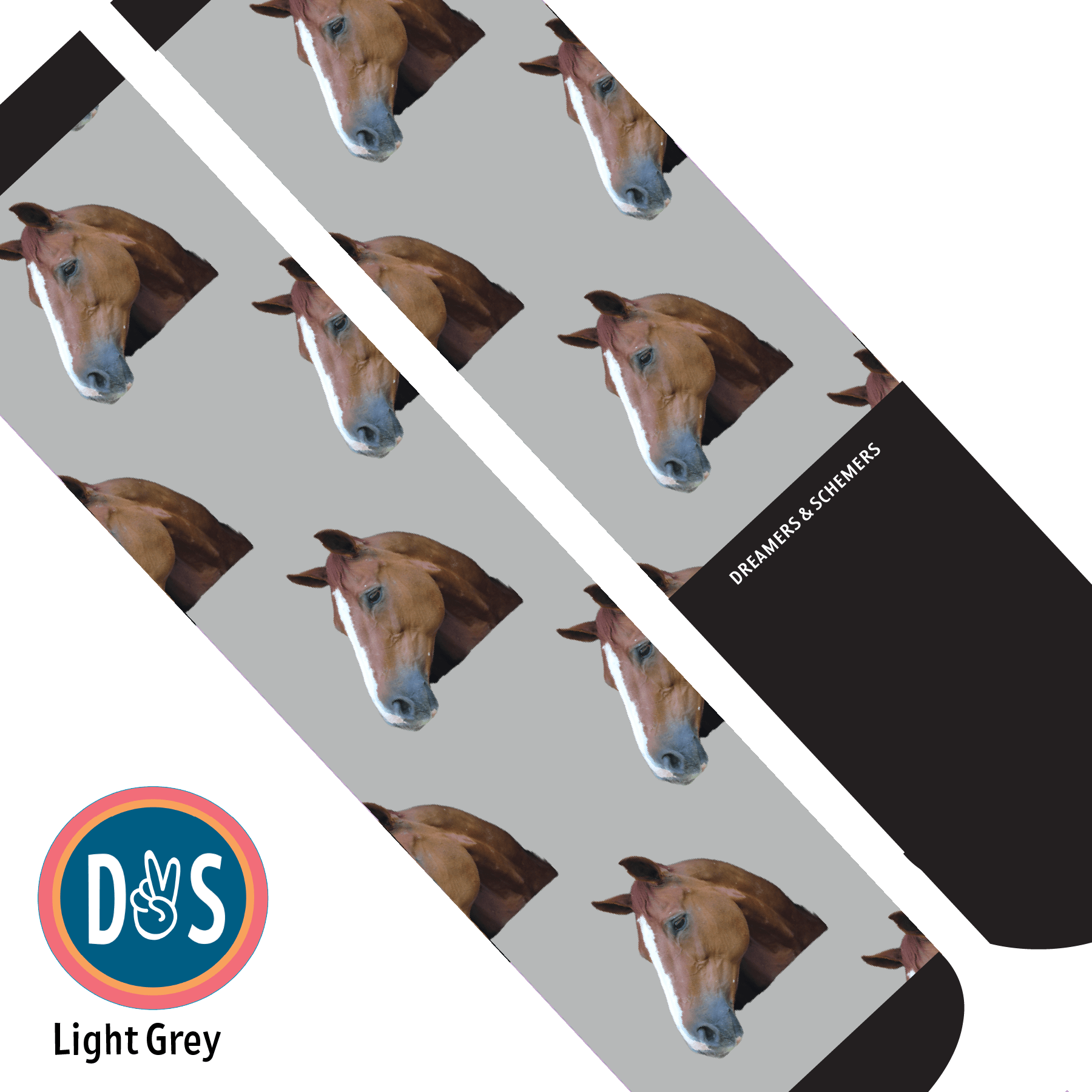 Custom AL Custom Socks Adult / Light Grey Custom Solo Socks 1 Photo equestrian boot socks boot socks thin socks riding socks pattern socks tall socks funny socks knee high socks horse socks horse show socks