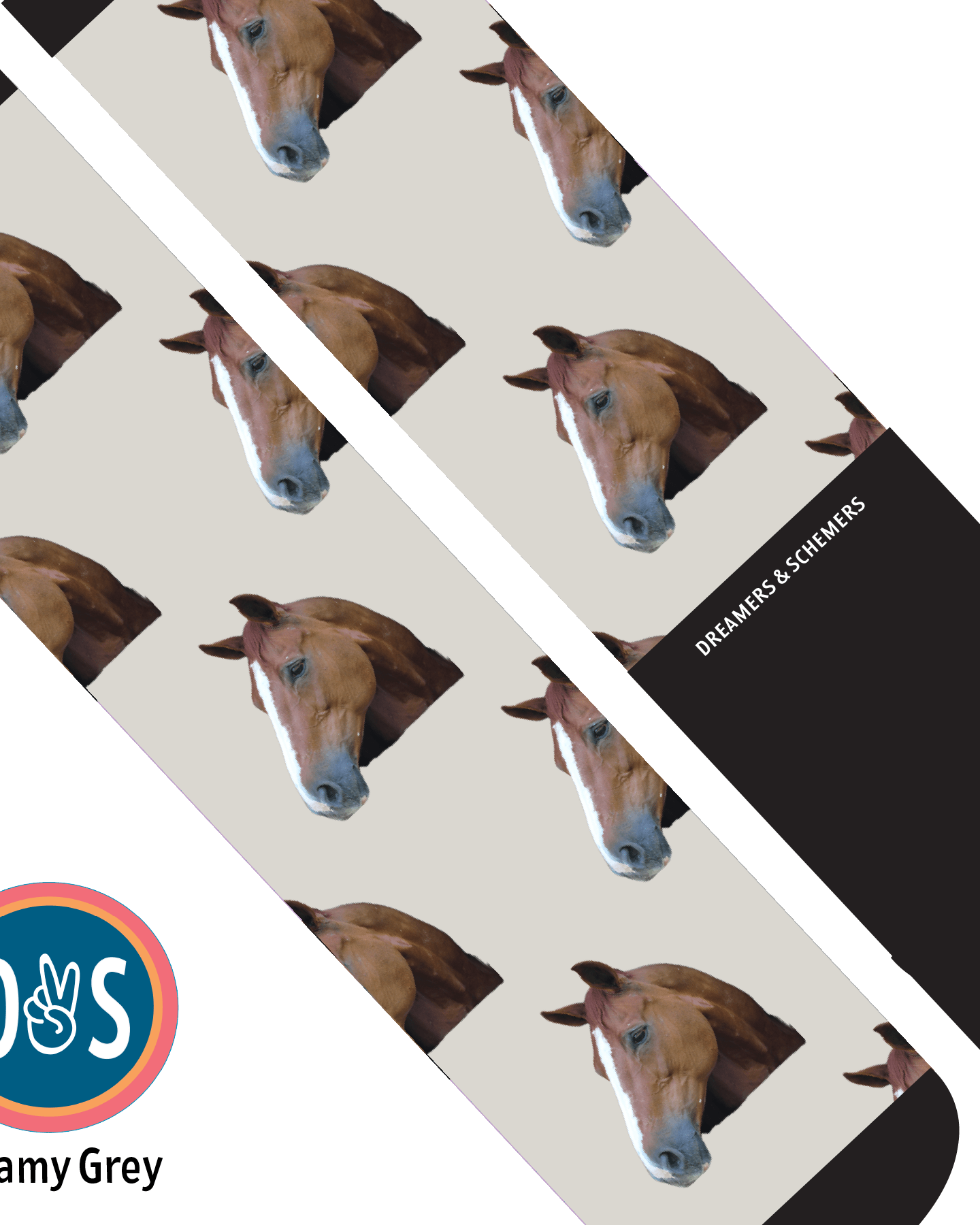 Custom AL Custom Socks Adult / Creamy Grey Custom Solo Socks 1 Photo equestrian boot socks boot socks thin socks riding socks pattern socks tall socks funny socks knee high socks horse socks horse show socks