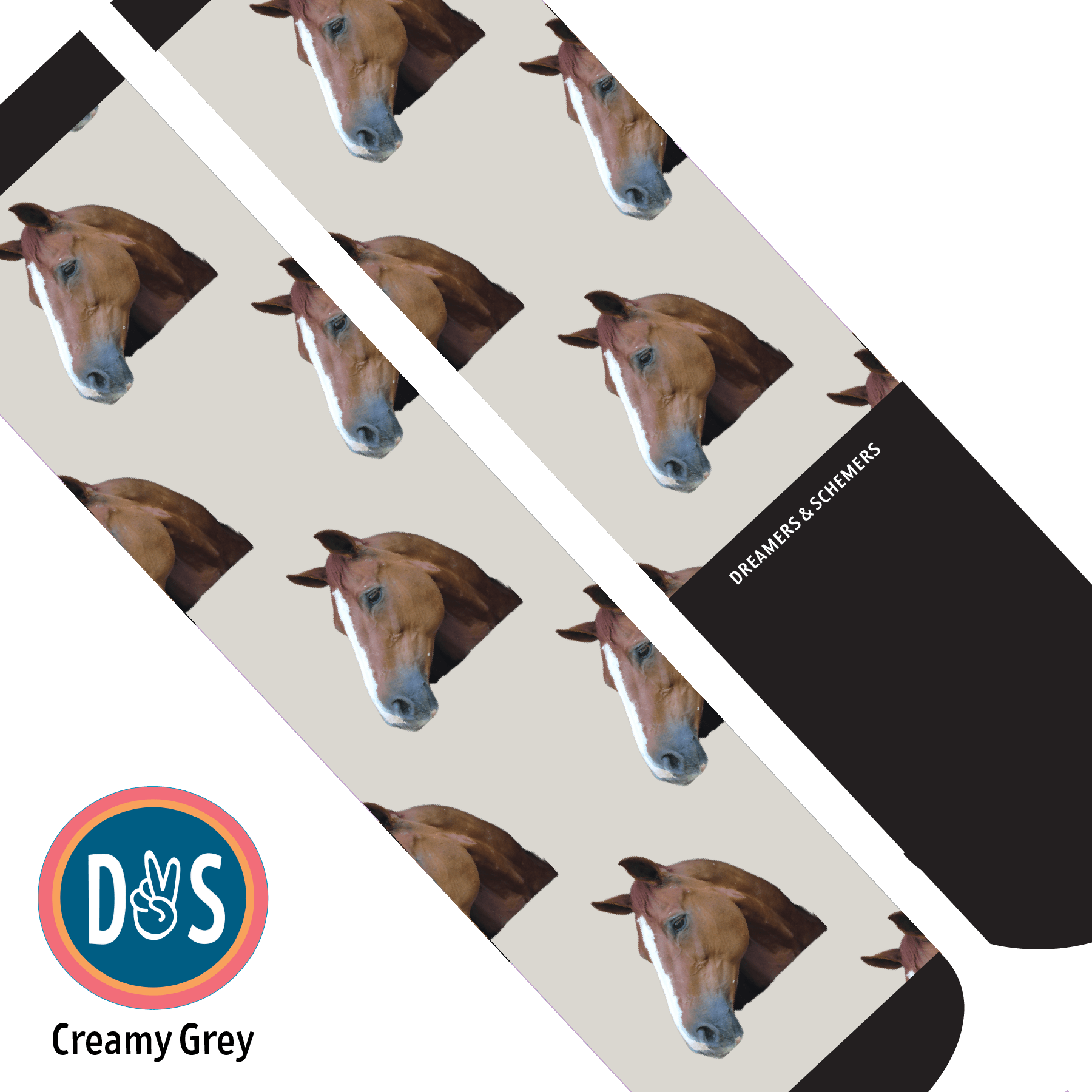 Custom AL Custom Socks Adult / Creamy Grey Custom Solo Socks 1 Photo equestrian boot socks boot socks thin socks riding socks pattern socks tall socks funny socks knee high socks horse socks horse show socks