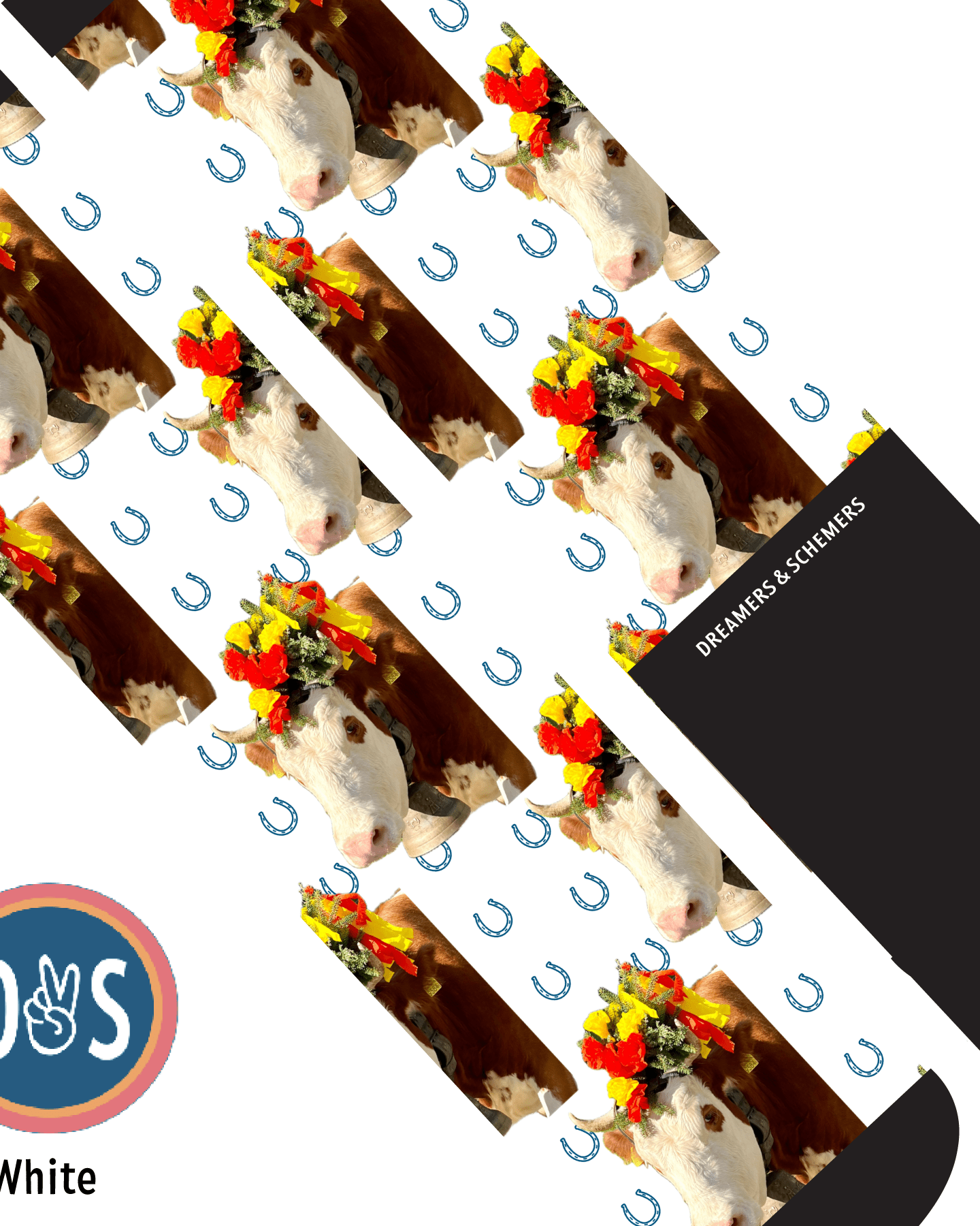 Custom AL Custom Socks Adult / White Custom Solo with Blue Horseshoes Socks 1 Photo equestrian boot socks boot socks thin socks riding socks pattern socks tall socks funny socks knee high socks horse socks horse show socks