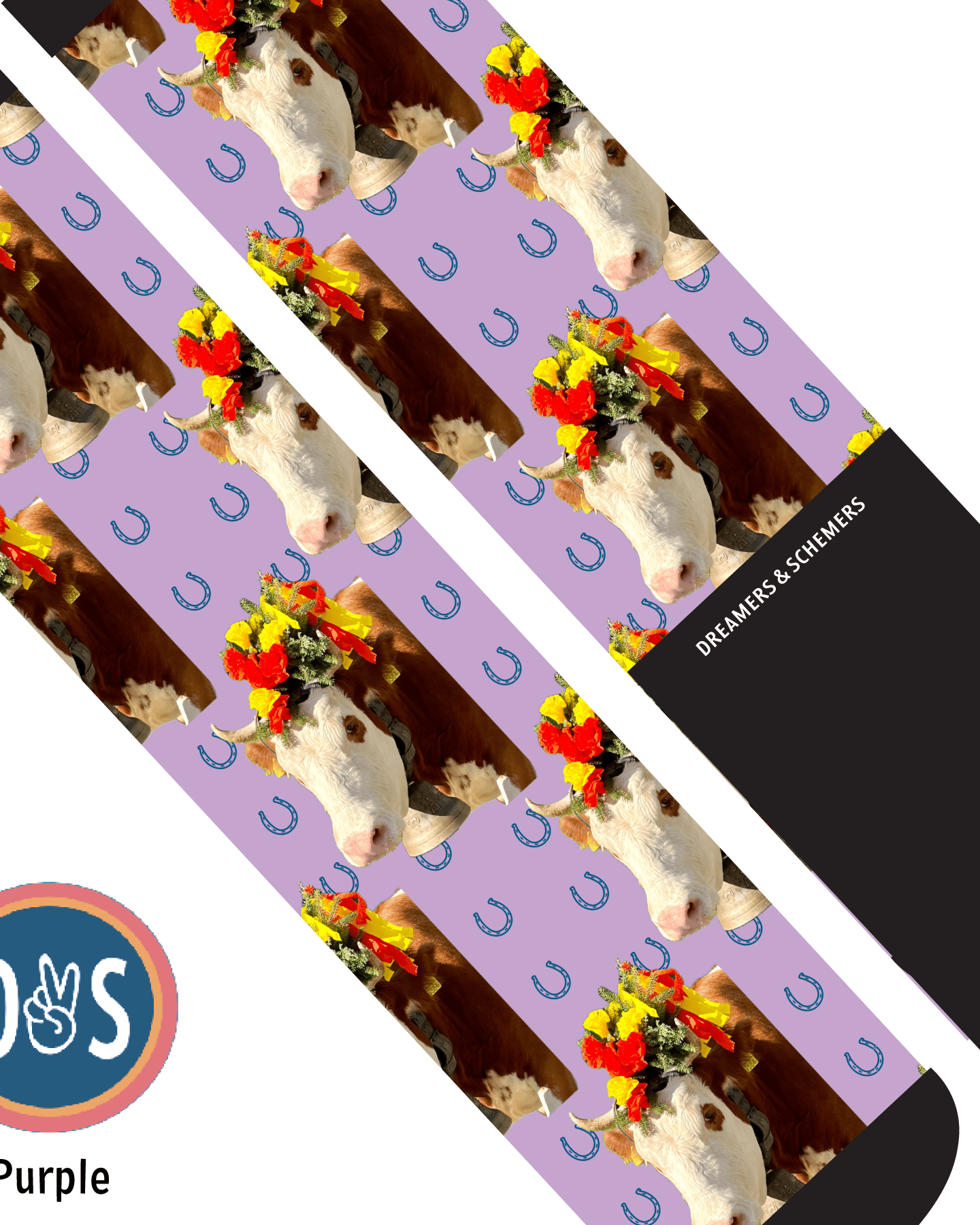 Custom AL Custom Socks Adult / Purple Custom Solo with Blue Horseshoes Socks 1 Photo equestrian boot socks boot socks thin socks riding socks pattern socks tall socks funny socks knee high socks horse socks horse show socks