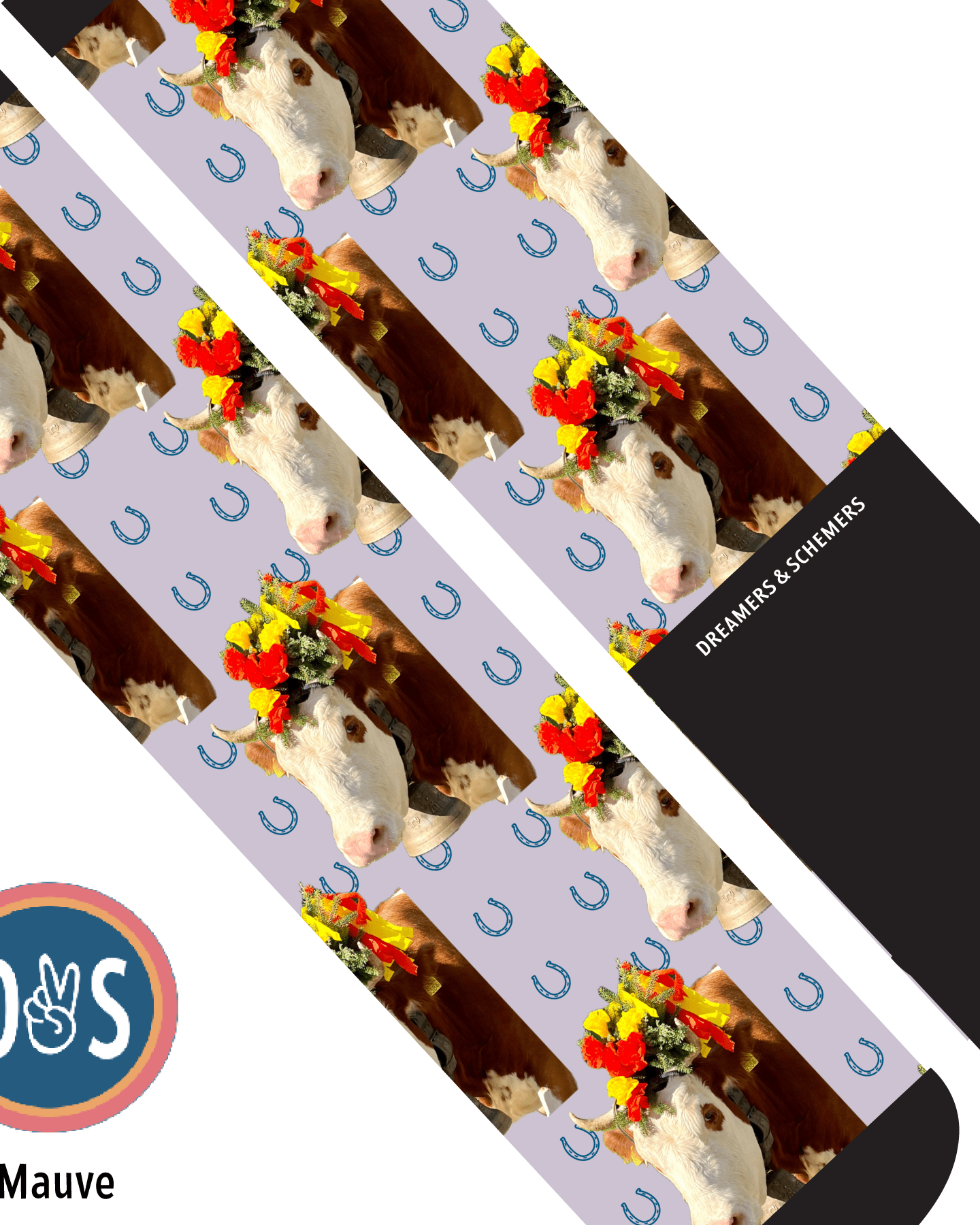 Custom AL Custom Socks Adult / Mauve Custom Solo with Blue Horseshoes Socks 1 Photo equestrian boot socks boot socks thin socks riding socks pattern socks tall socks funny socks knee high socks horse socks horse show socks