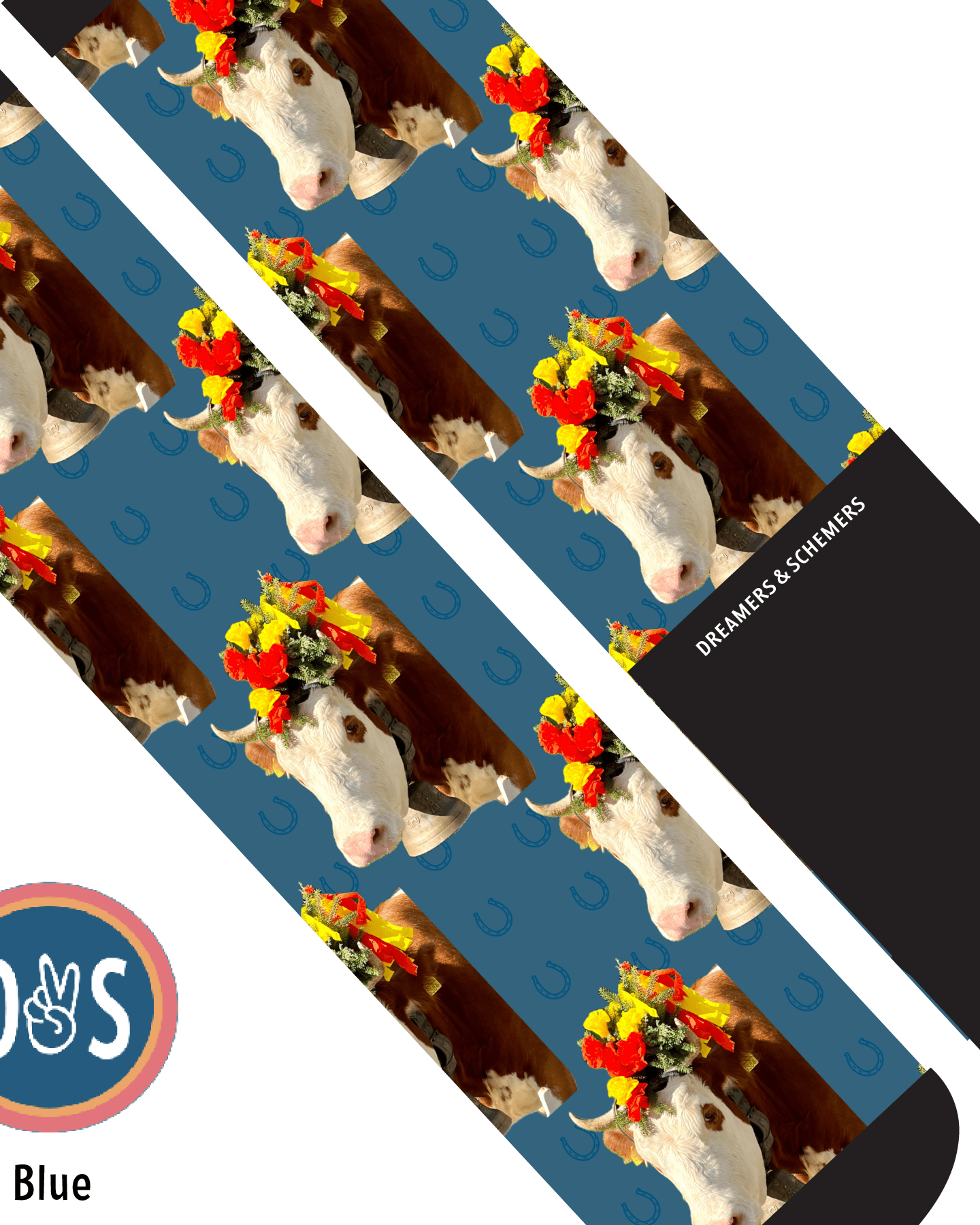 Custom AL Custom Socks Adult / Blue Custom Solo with Blue Horseshoes Socks 1 Photo equestrian boot socks boot socks thin socks riding socks pattern socks tall socks funny socks knee high socks horse socks horse show socks