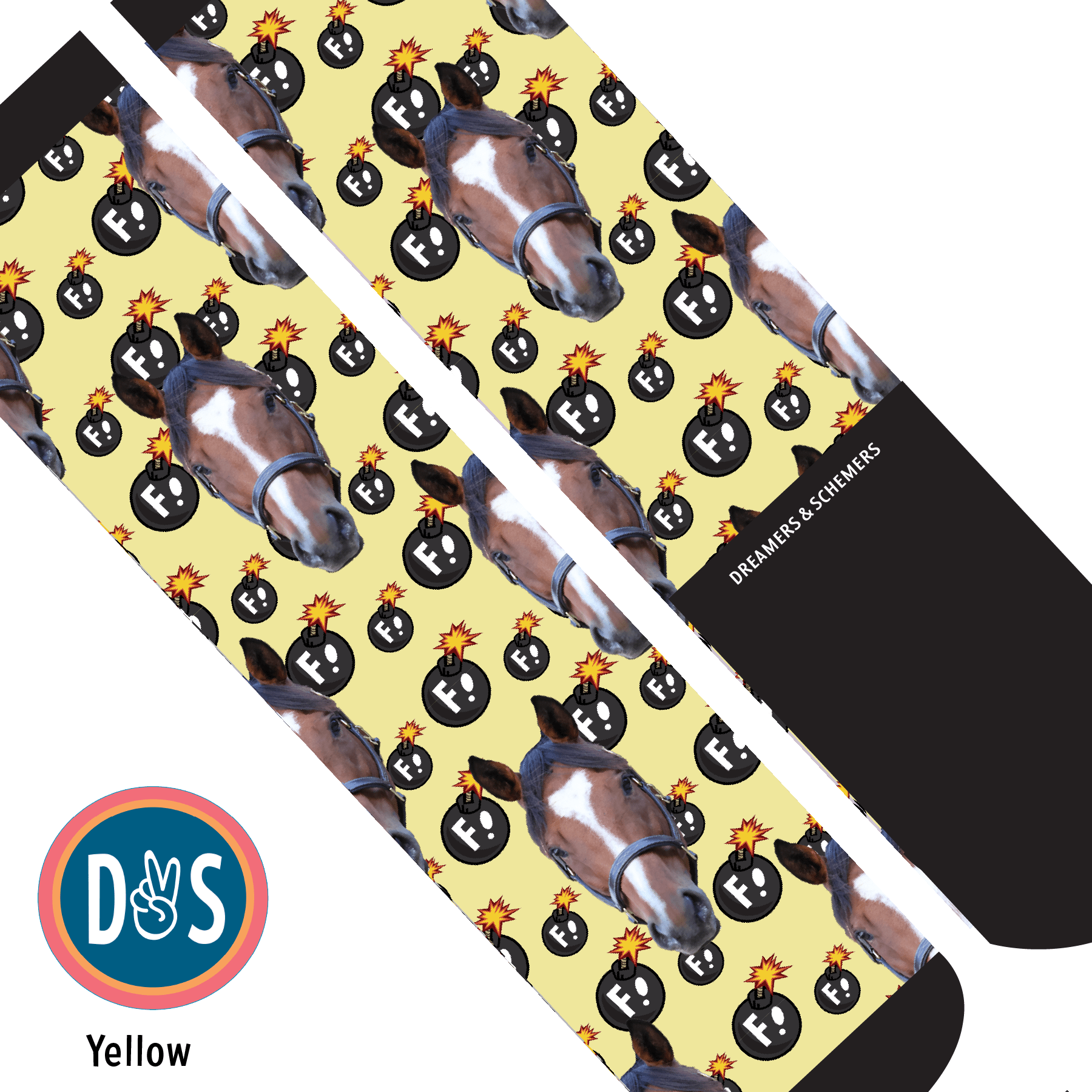 Custom AL Custom Socks Adult / Yellow Custom Solo with F Bombs Socks 1 Photo equestrian boot socks boot socks thin socks riding socks pattern socks tall socks funny socks knee high socks horse socks horse show socks
