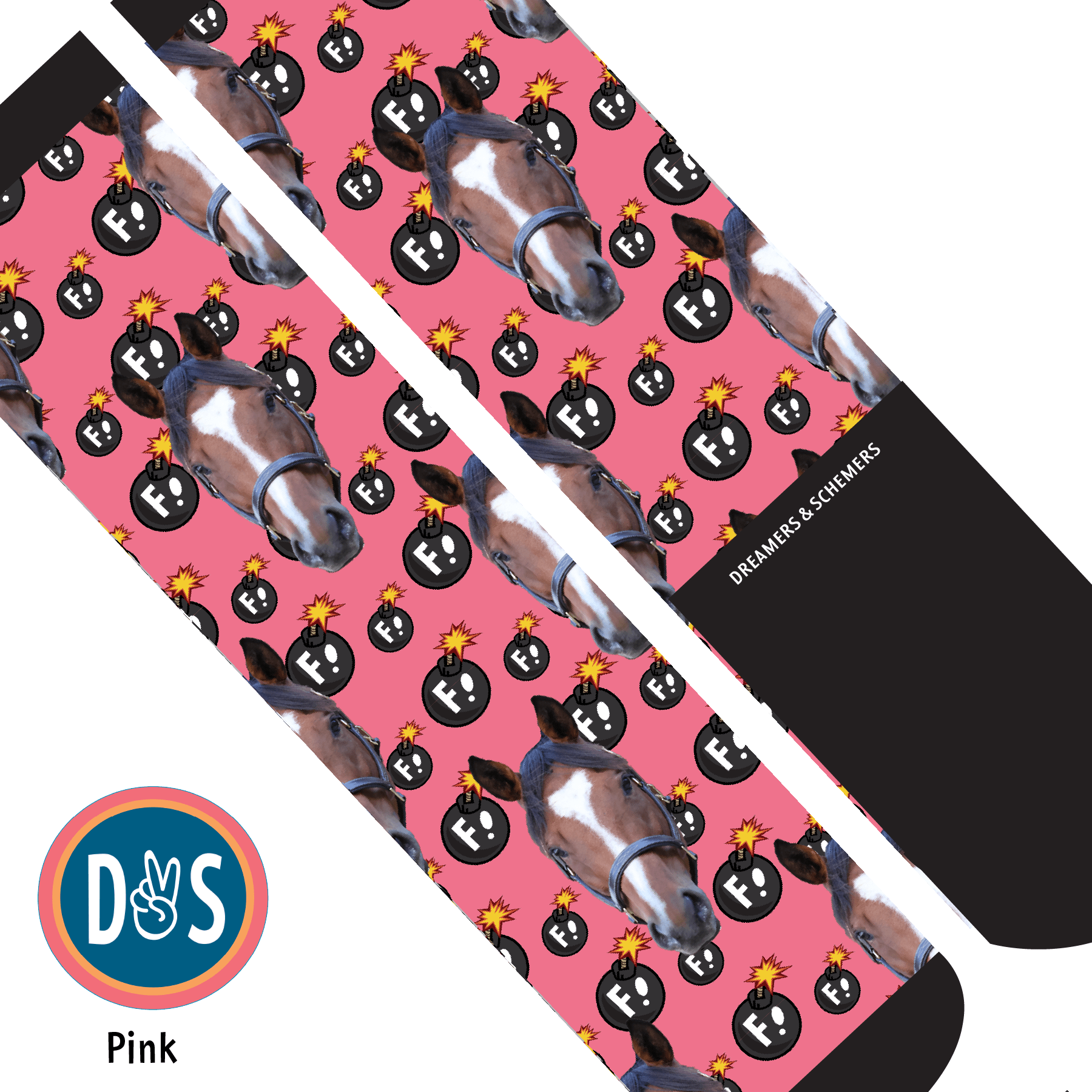 Custom AL Custom Socks Adult / Pink Custom Solo with F Bombs Socks 1 Photo equestrian boot socks boot socks thin socks riding socks pattern socks tall socks funny socks knee high socks horse socks horse show socks