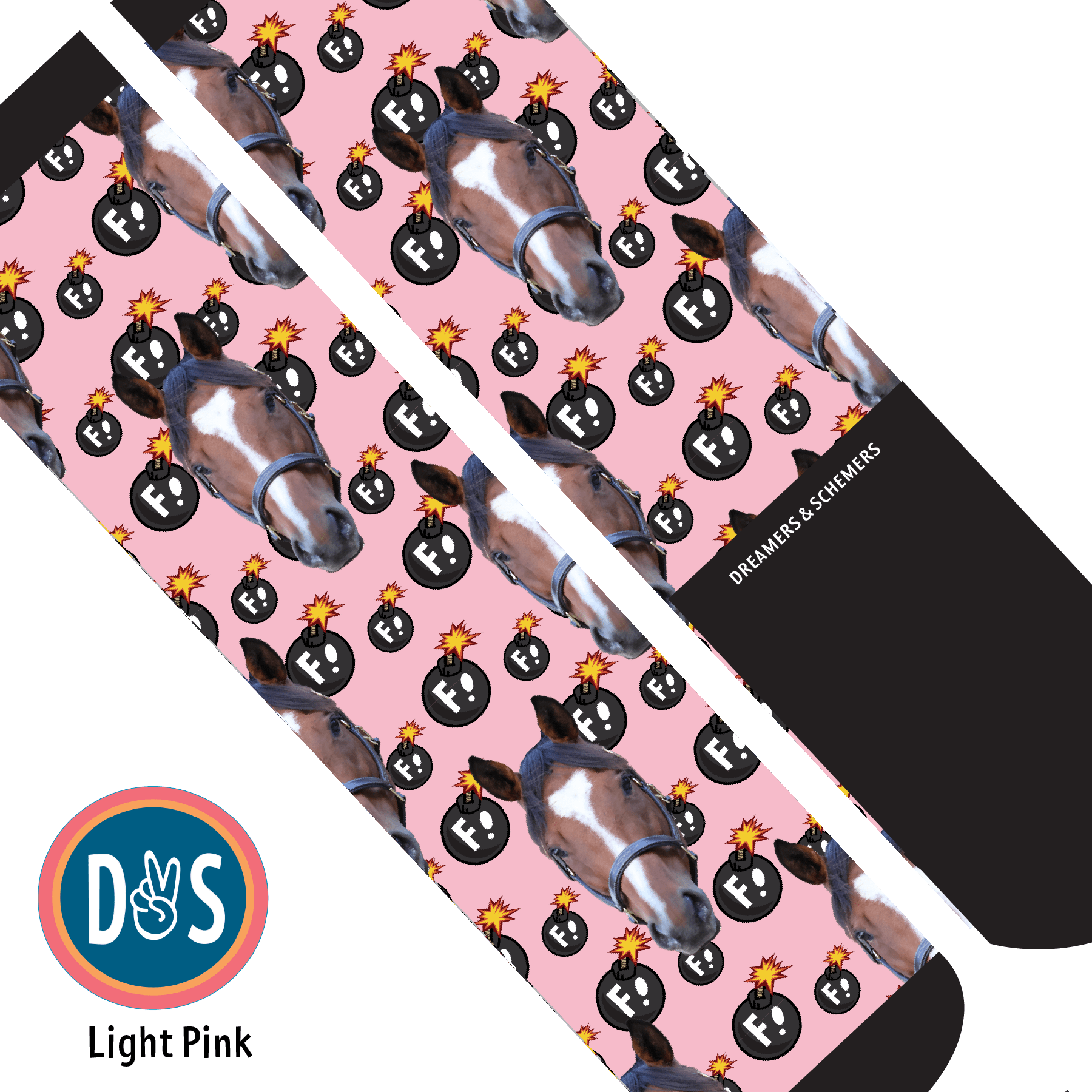 Custom AL Custom Socks Adult / Light Pink Custom Solo with F Bombs Socks 1 Photo equestrian boot socks boot socks thin socks riding socks pattern socks tall socks funny socks knee high socks horse socks horse show socks