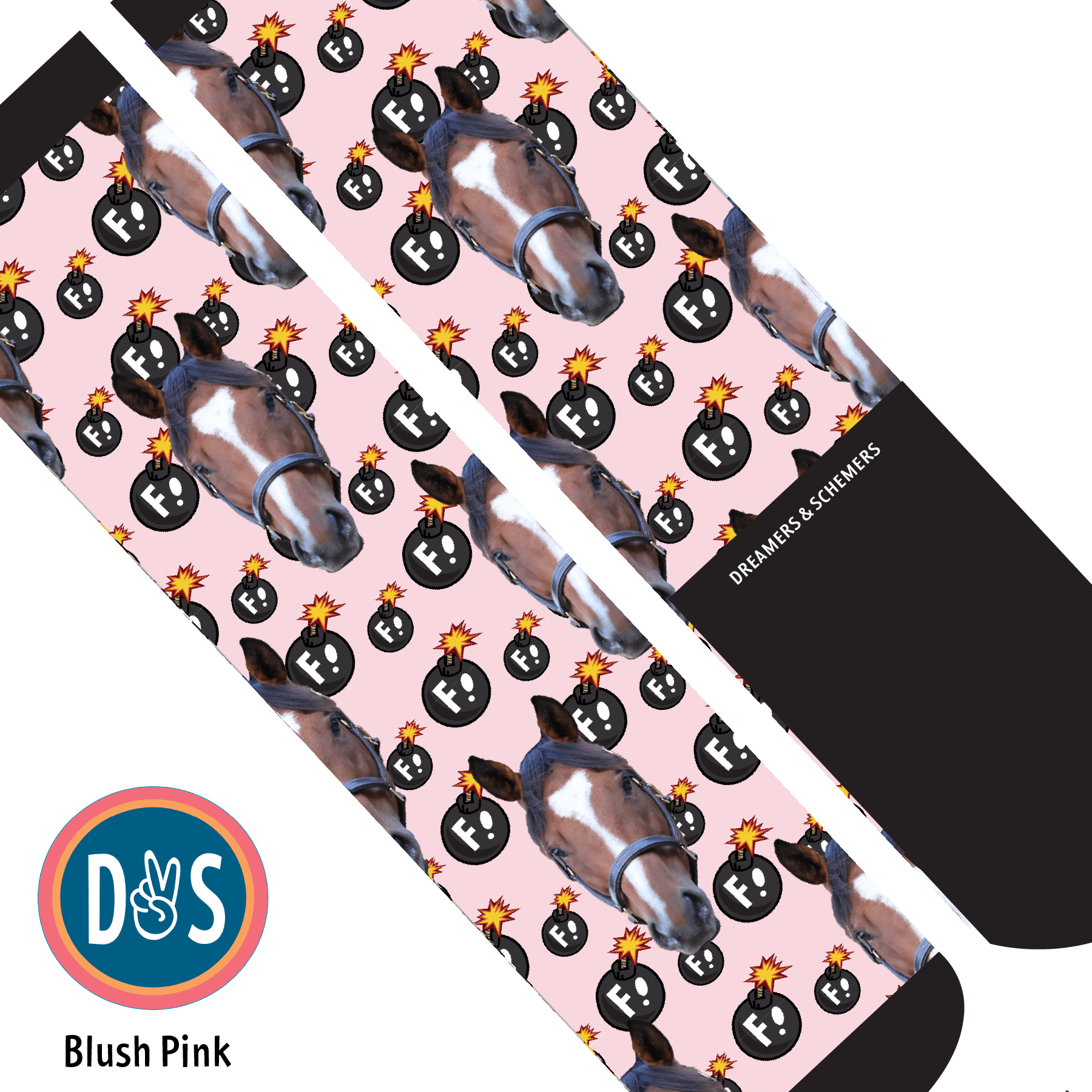 Custom AL Custom Socks Adult / Blush Pink Custom Solo with F Bombs Socks 1 Photo equestrian boot socks boot socks thin socks riding socks pattern socks tall socks funny socks knee high socks horse socks horse show socks