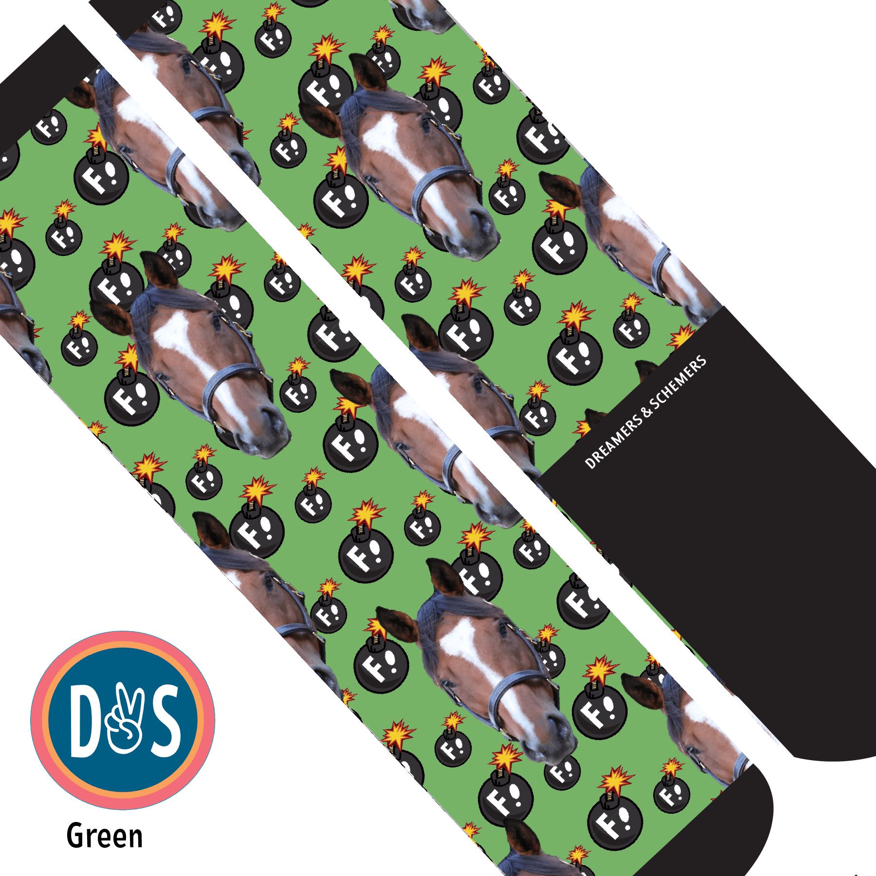 Custom AL Custom Socks Adult / Green Custom Solo with F Bombs Socks 1 Photo equestrian boot socks boot socks thin socks riding socks pattern socks tall socks funny socks knee high socks horse socks horse show socks
