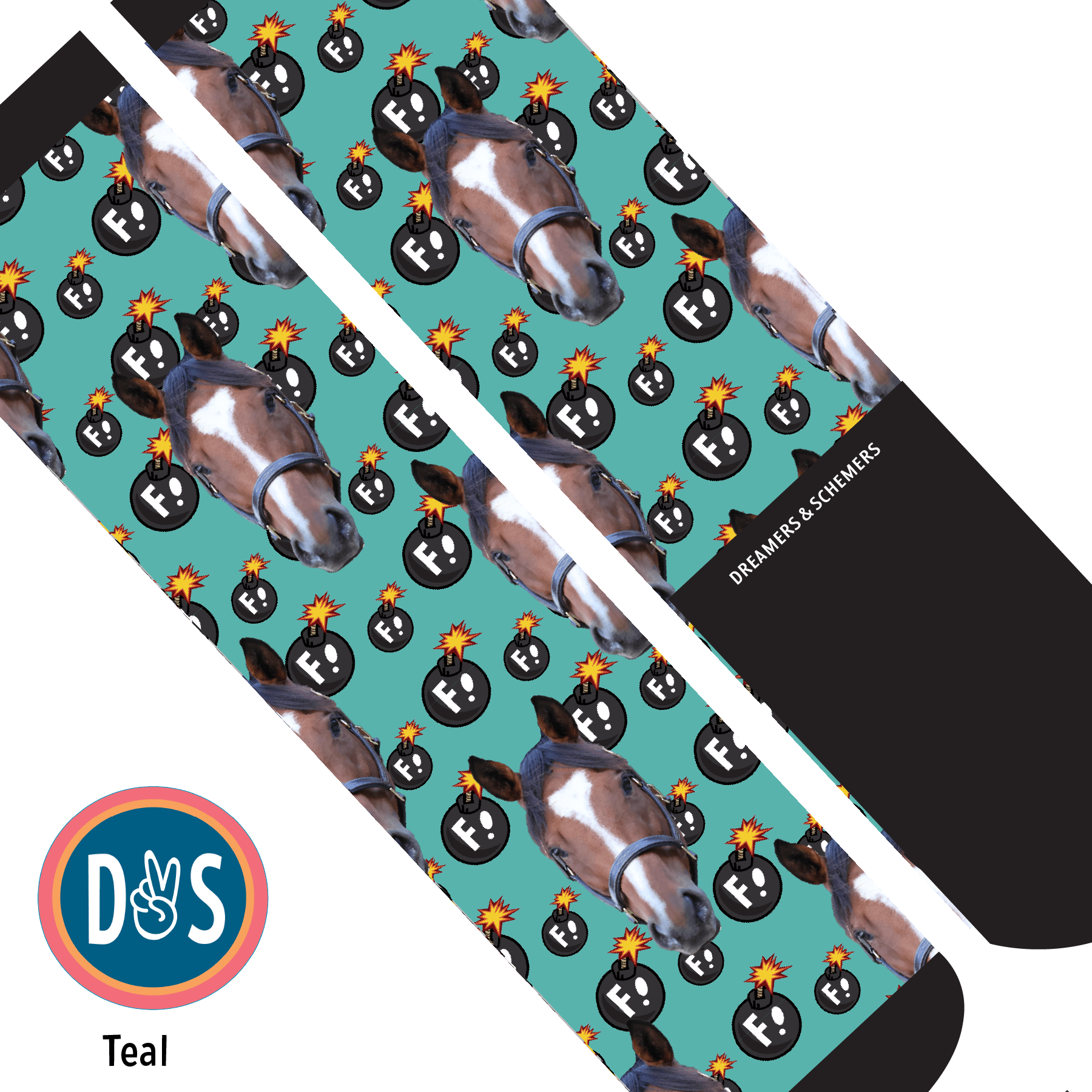 Custom AL Custom Socks Adult / Teal Custom Solo with F Bombs Socks 1 Photo equestrian boot socks boot socks thin socks riding socks pattern socks tall socks funny socks knee high socks horse socks horse show socks