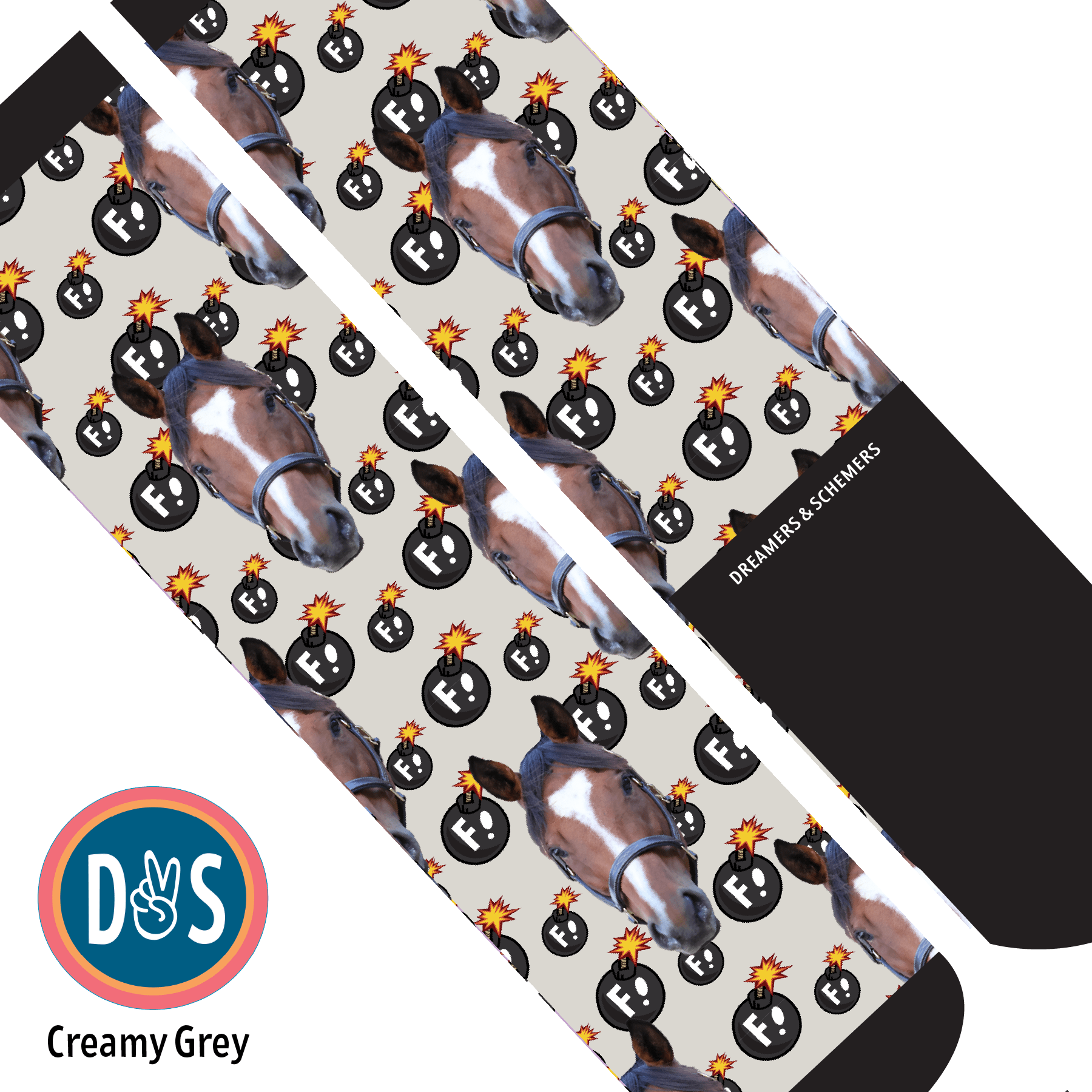 Custom AL Custom Socks Adult / Creamy Grey Custom Solo with F Bombs Socks 1 Photo equestrian boot socks boot socks thin socks riding socks pattern socks tall socks funny socks knee high socks horse socks horse show socks