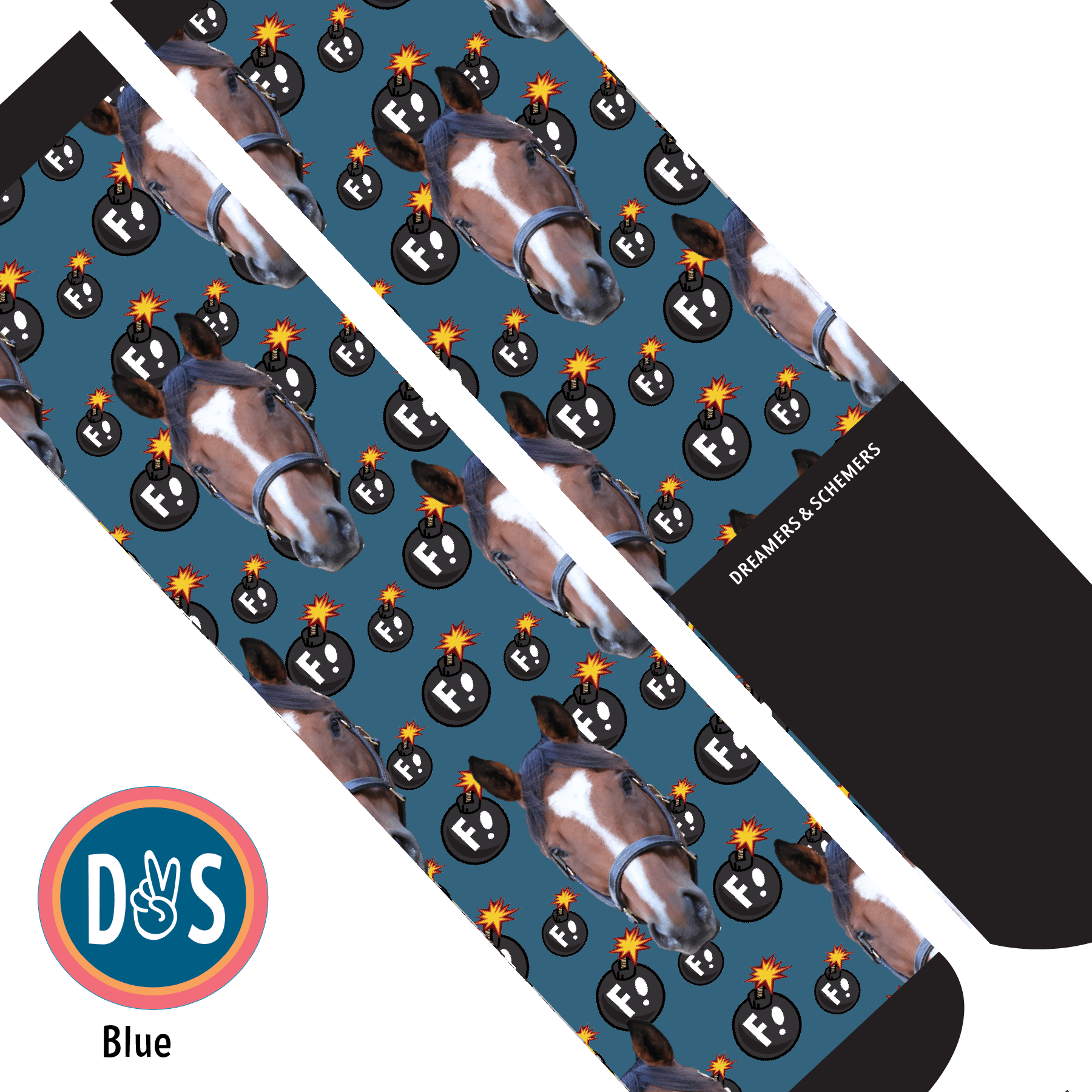 Custom AL Custom Socks Adult / Blue Custom Solo with F Bombs Socks 1 Photo equestrian boot socks boot socks thin socks riding socks pattern socks tall socks funny socks knee high socks horse socks horse show socks