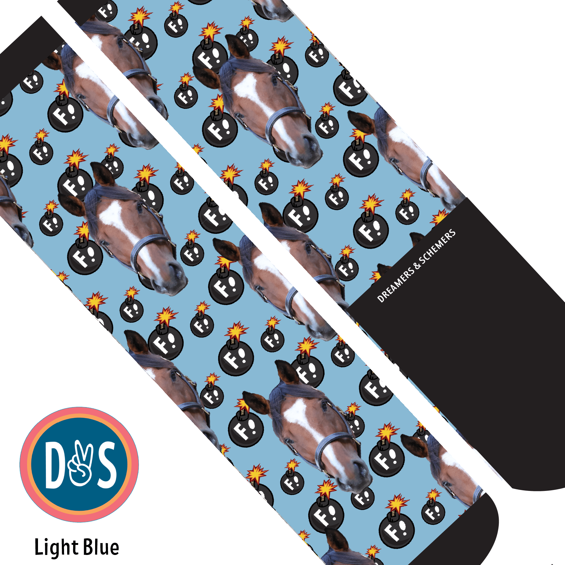 Custom AL Custom Socks Adult / Light Blue Custom Solo with F Bombs Socks 1 Photo equestrian boot socks boot socks thin socks riding socks pattern socks tall socks funny socks knee high socks horse socks horse show socks