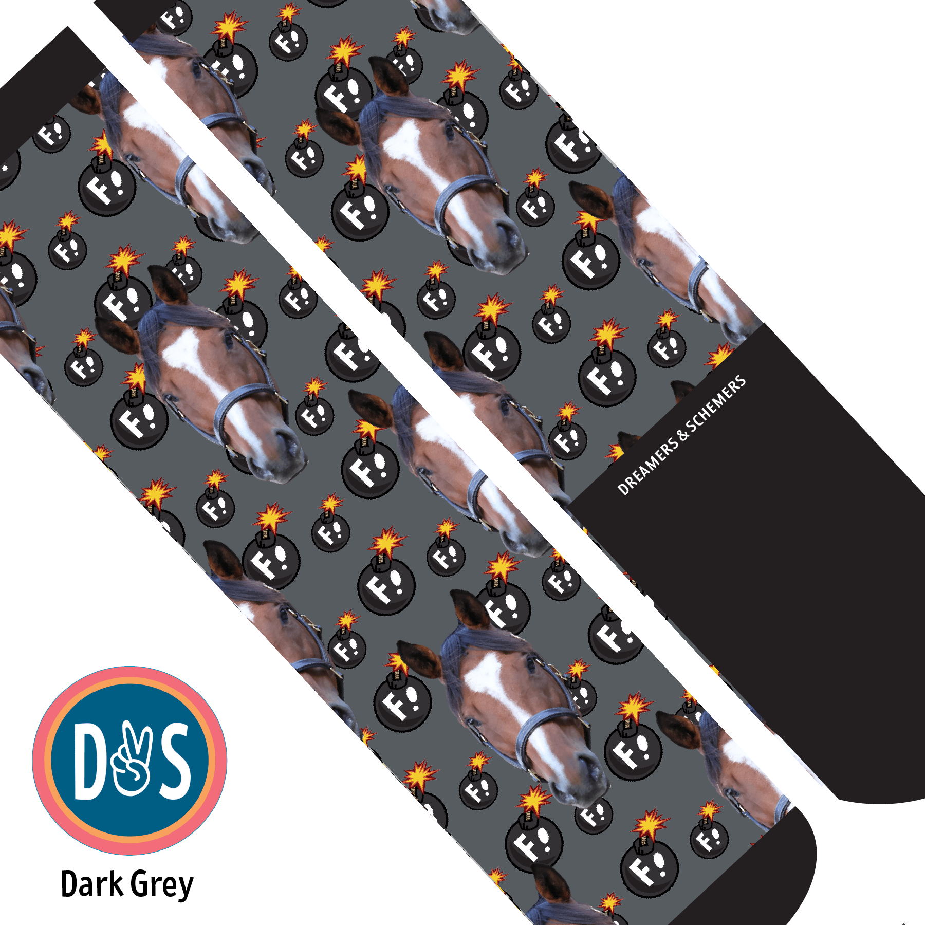 Custom AL Custom Socks Adult / Dark Grey Custom Solo with F Bombs Socks 1 Photo equestrian boot socks boot socks thin socks riding socks pattern socks tall socks funny socks knee high socks horse socks horse show socks