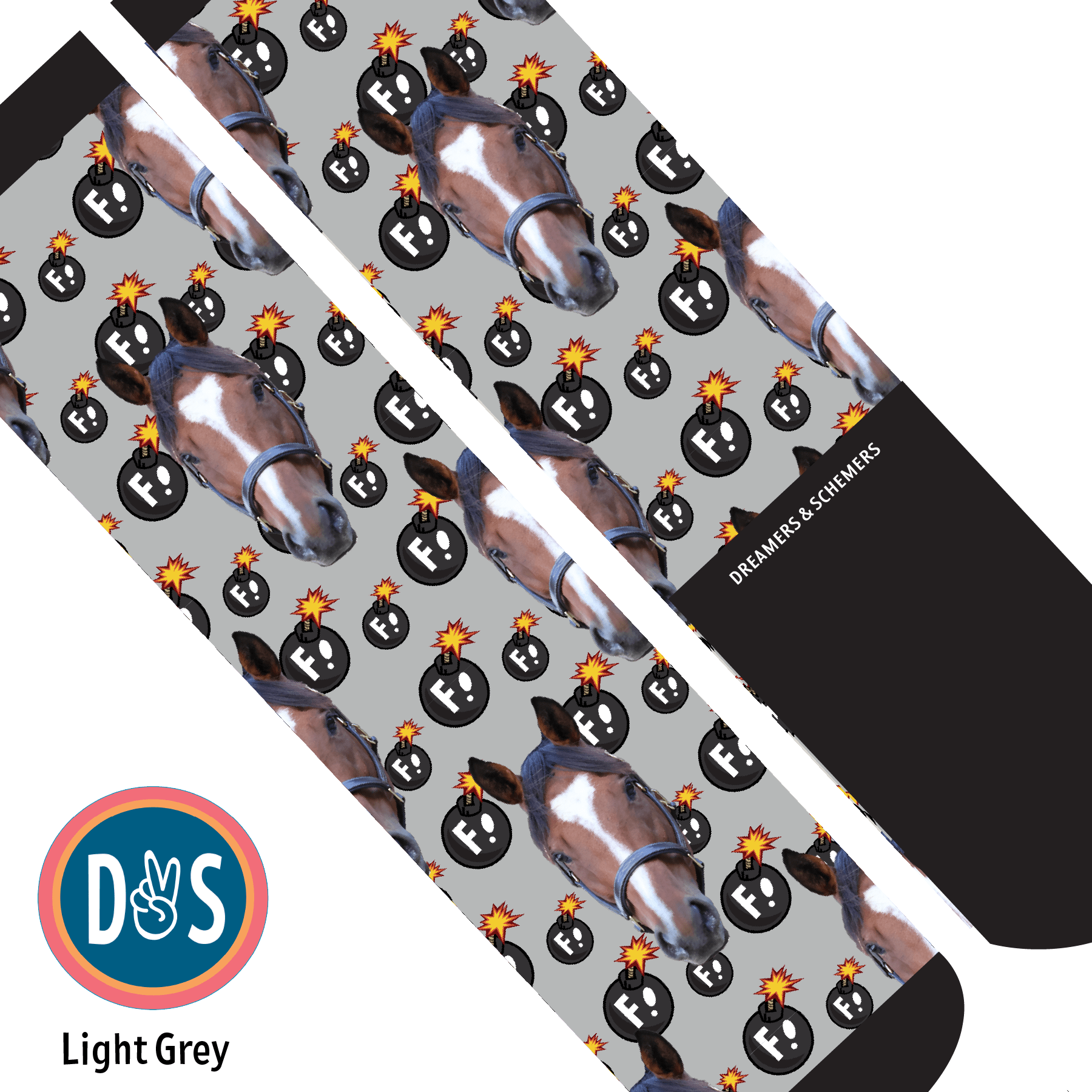Custom AL Custom Socks Adult / Light Grey Custom Solo with F Bombs Socks 1 Photo equestrian boot socks boot socks thin socks riding socks pattern socks tall socks funny socks knee high socks horse socks horse show socks