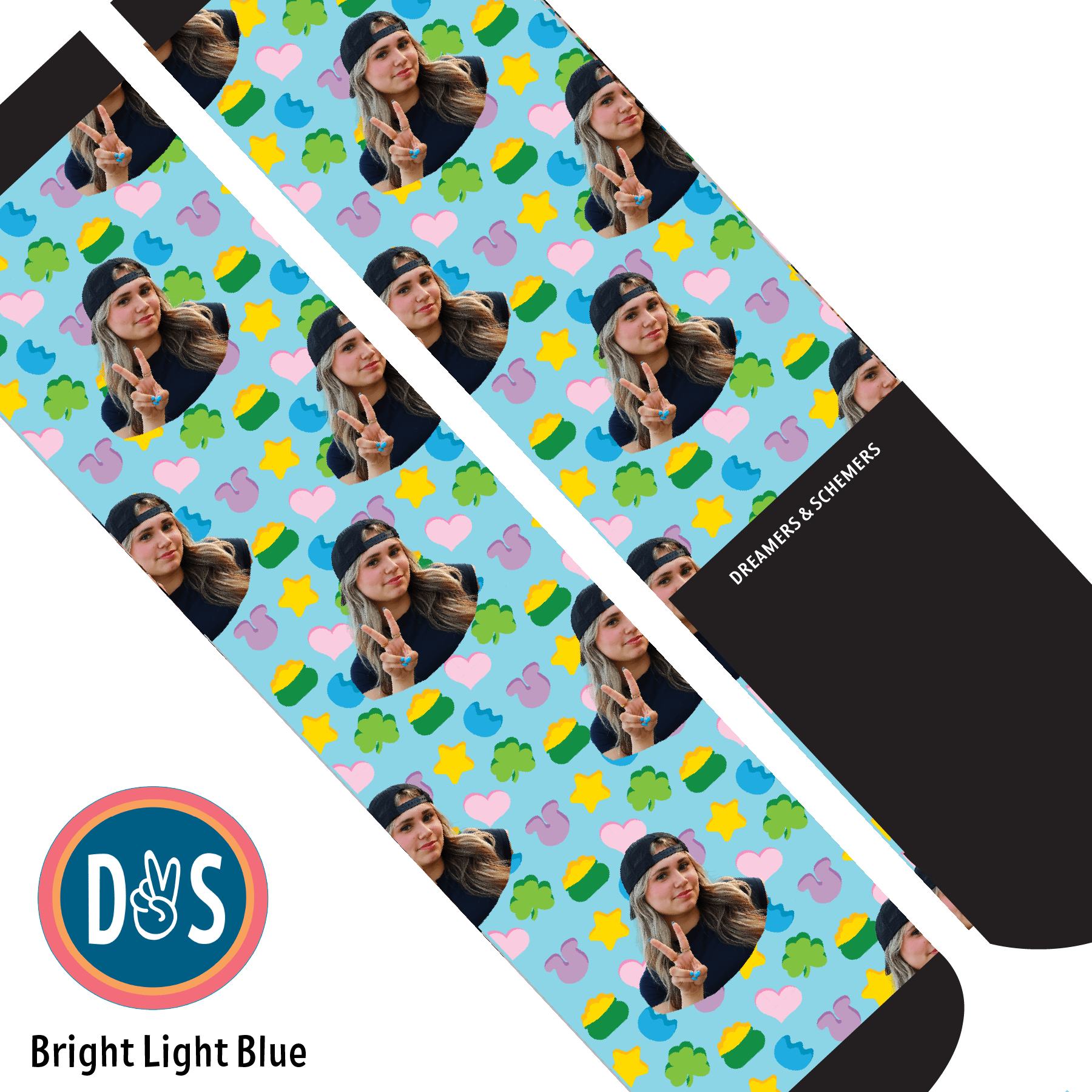 Custom AL Custom Socks Adult / Bright Light Blue Custom Solo with Lucky Treats Socks 1 Photo equestrian boot socks boot socks thin socks riding socks pattern socks tall socks funny socks knee high socks horse socks horse show socks