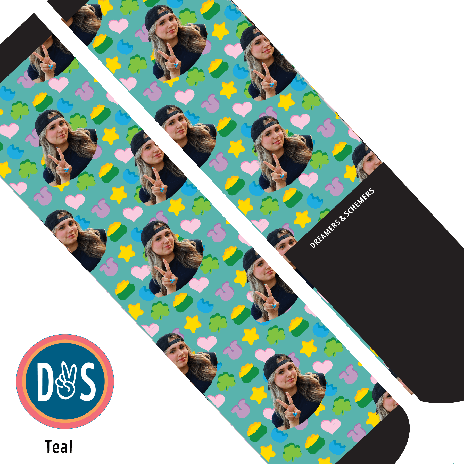 Custom AL Custom Socks Adult / Teal Custom Solo with Lucky Treats Socks 1 Photo equestrian boot socks boot socks thin socks riding socks pattern socks tall socks funny socks knee high socks horse socks horse show socks